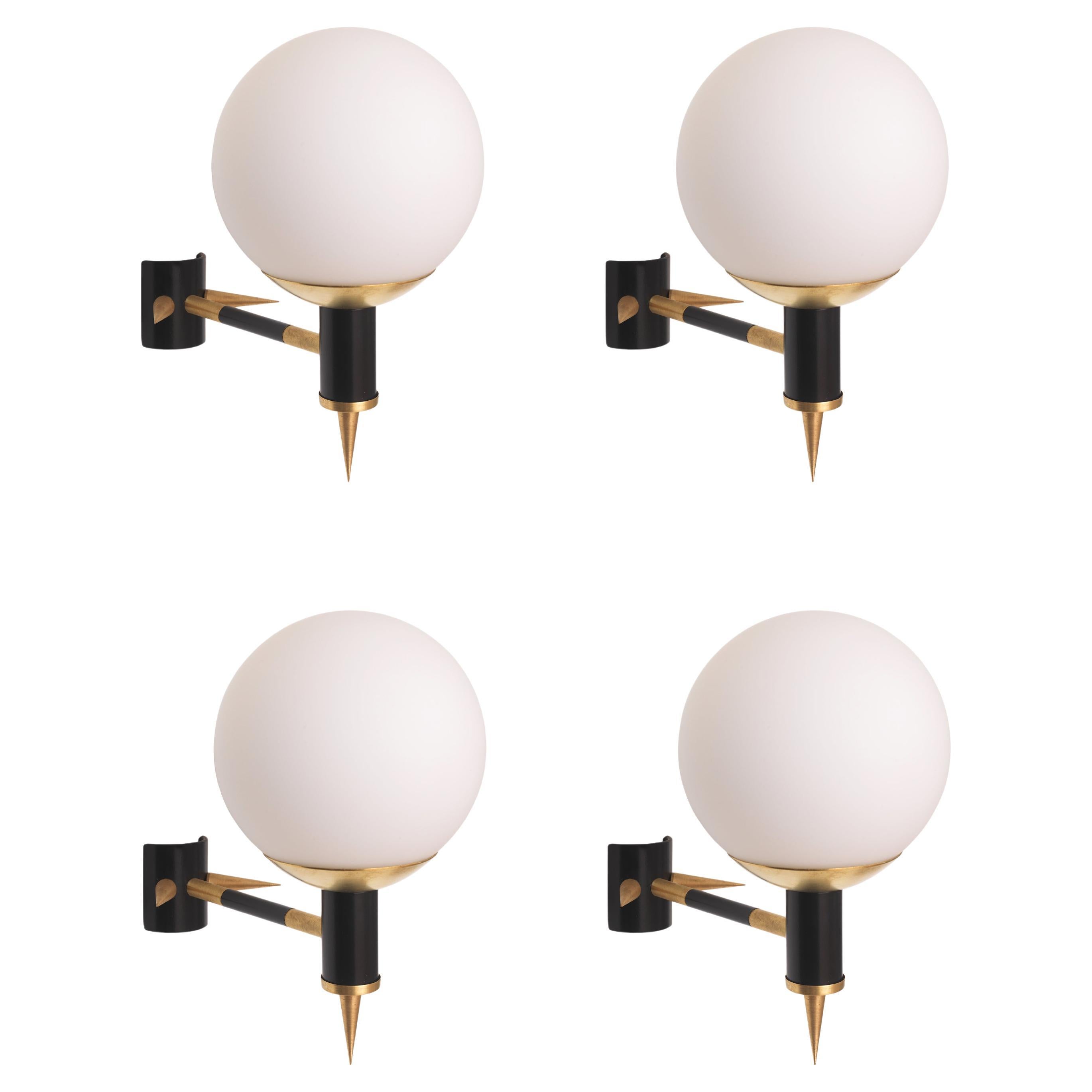 4 x Apliques Modernos Estilo Años 60 de Yannis Dimitrousis Latón Vidrio Grecia 2022