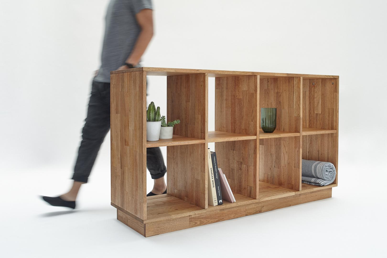 4 x 2 Bookcase Solid English Walnut LAXseries by MASHstudios In New Condition For Sale In Los Angeles, CA