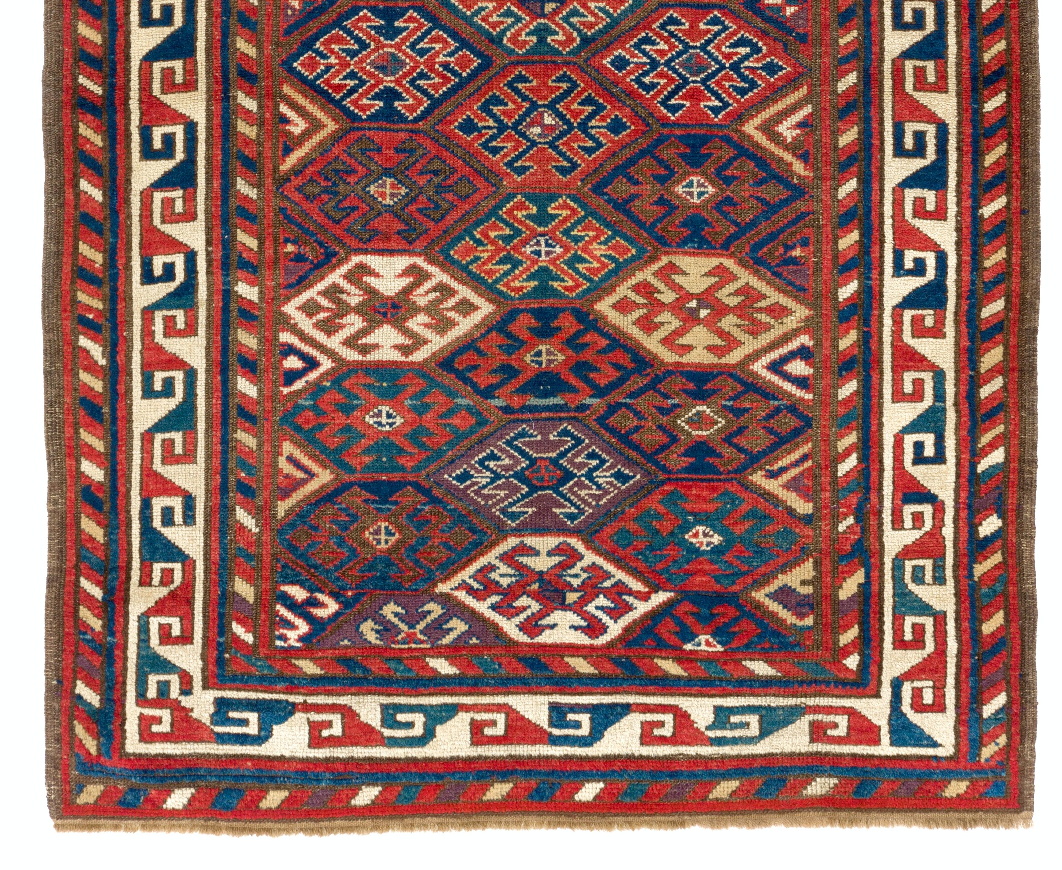 4'x6'5'' Antique Caucasian Karabagh Kazak Rug, Ca 1880 In Good Condition For Sale In Philadelphia, PA