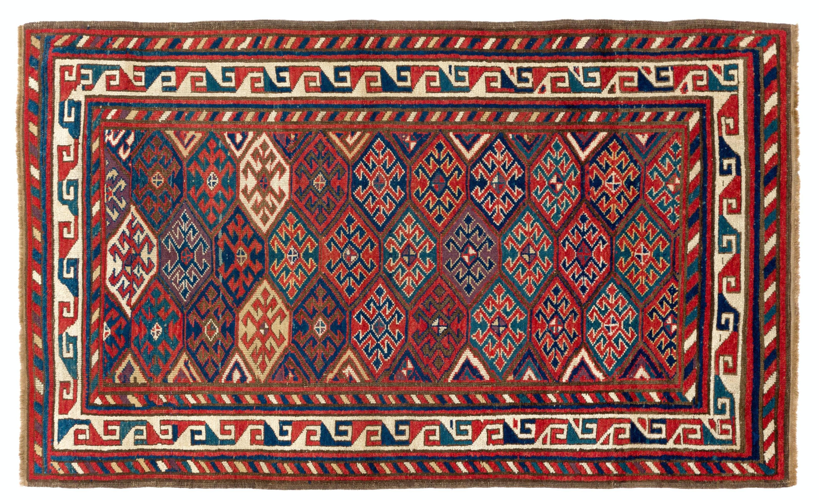 Wool 4'x6'5'' Antique Caucasian Karabagh Kazak Rug, Ca 1880 For Sale