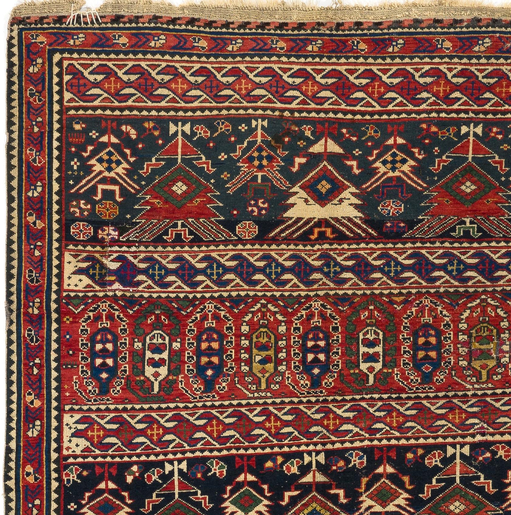 Antique Caucasian Karagashli Shirvan rug, circa 1915.
Finely hand-knotted with even medium wool pile on wool foundation. Origin good condition. Sturdy and as clean as a brand new rug (deep washed professionally). 
Size: 4' x 6'7''