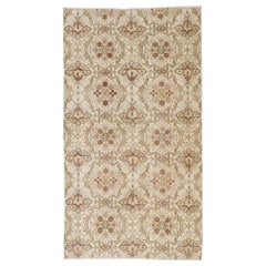 4 x 6.8 ft Tappeto d'accento vintage turco Oushak annodato a mano con design floreale