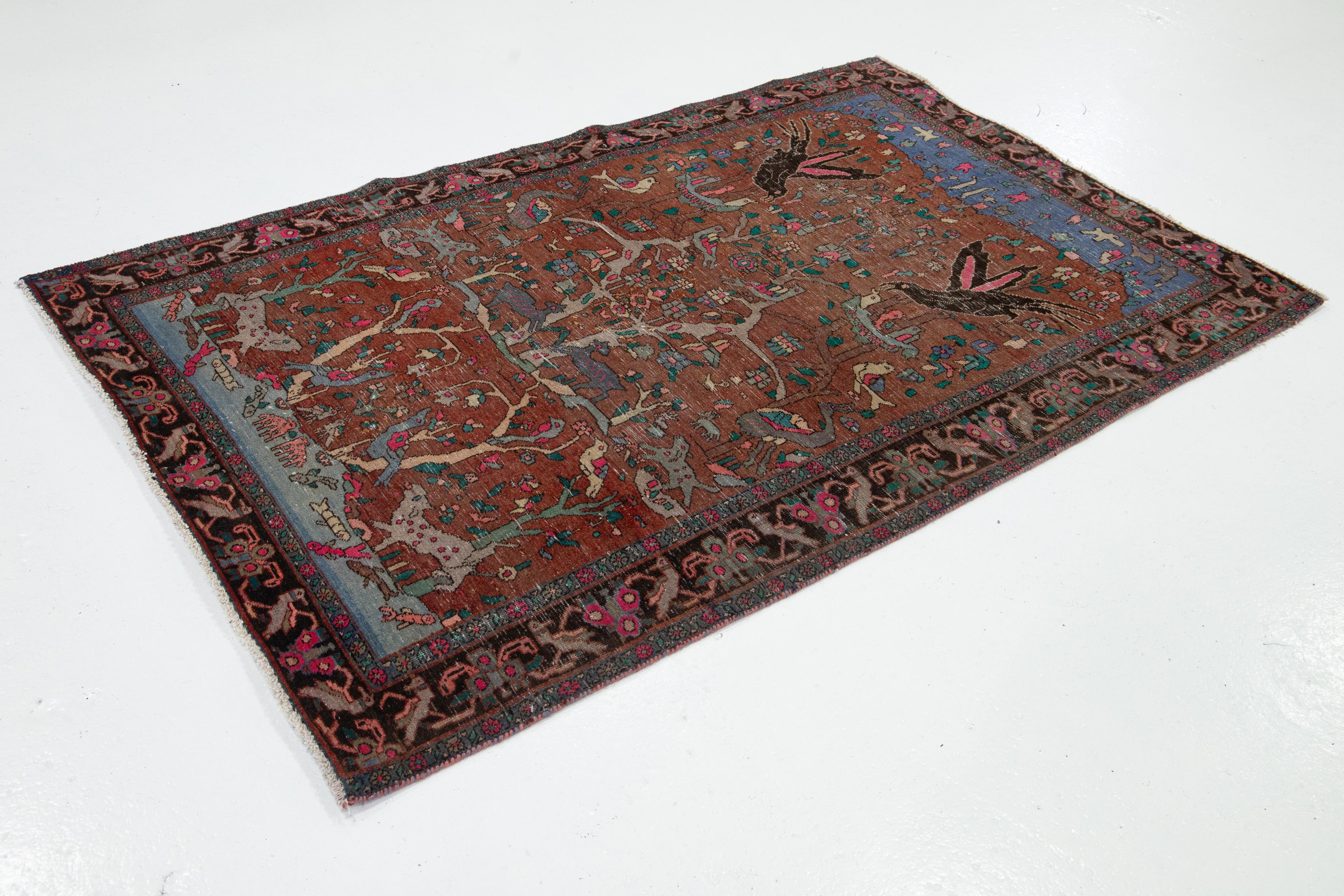 Tabriz 4 x 7 Antique Persian Wool Rug In Rust With Allover Design For Sale
