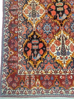 4' x 7' Hand-Knotted Old Wool Carpet, Bakhtiari Area Rug