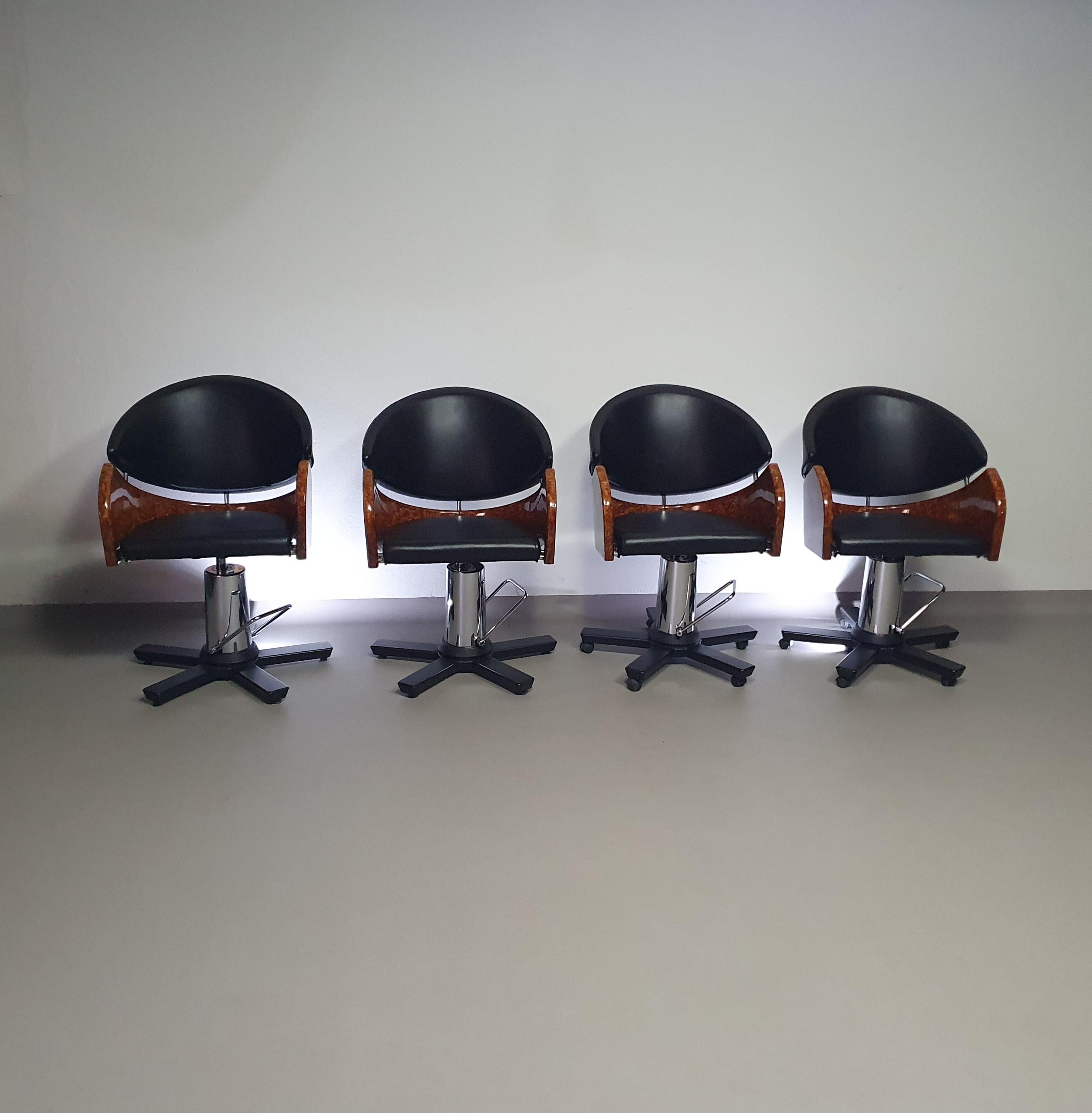 4 x '80s Italian barber chair, height adjustable For Sale 5