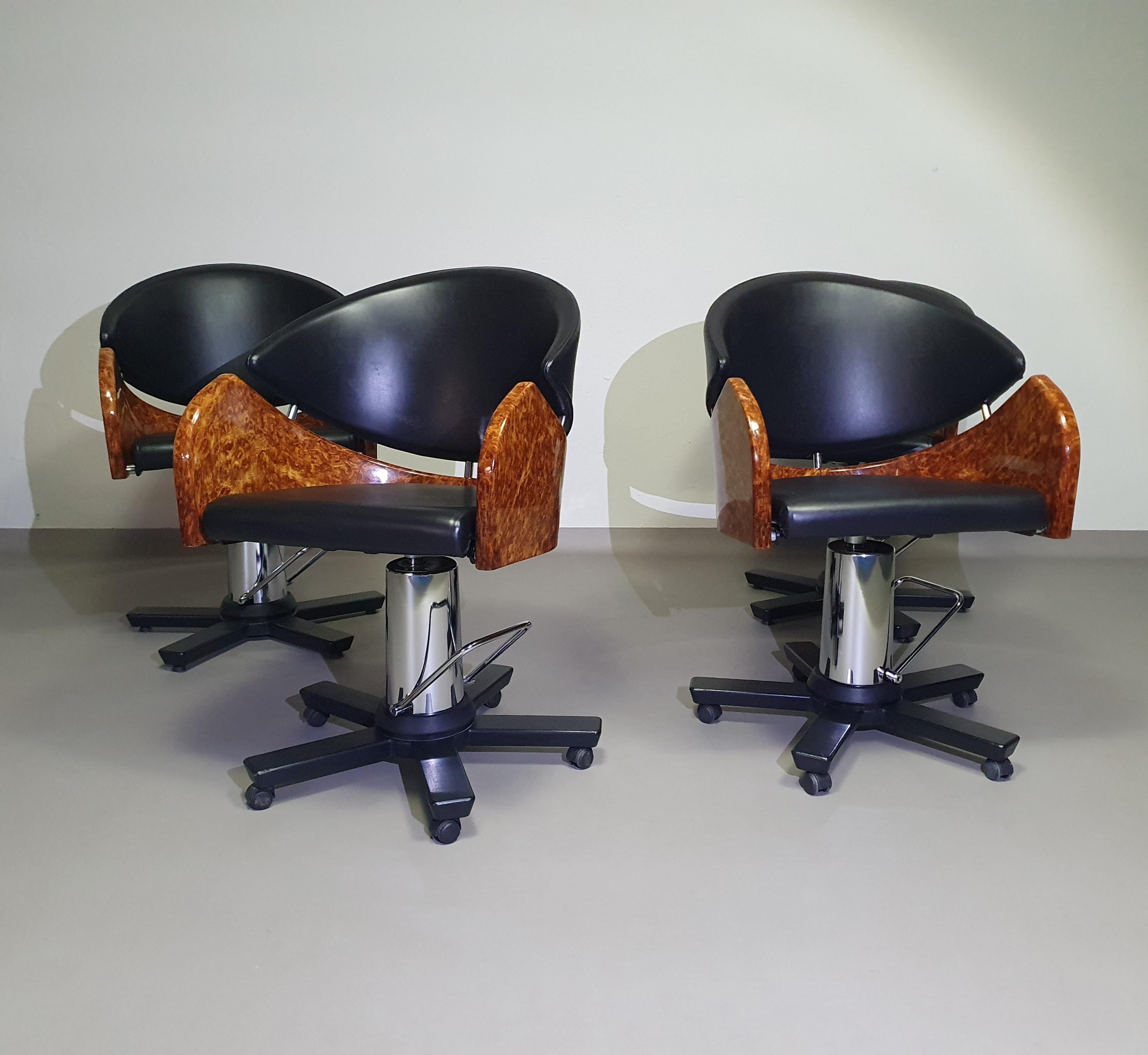 4 x '80s Italian barber chair, height adjustable For Sale 9
