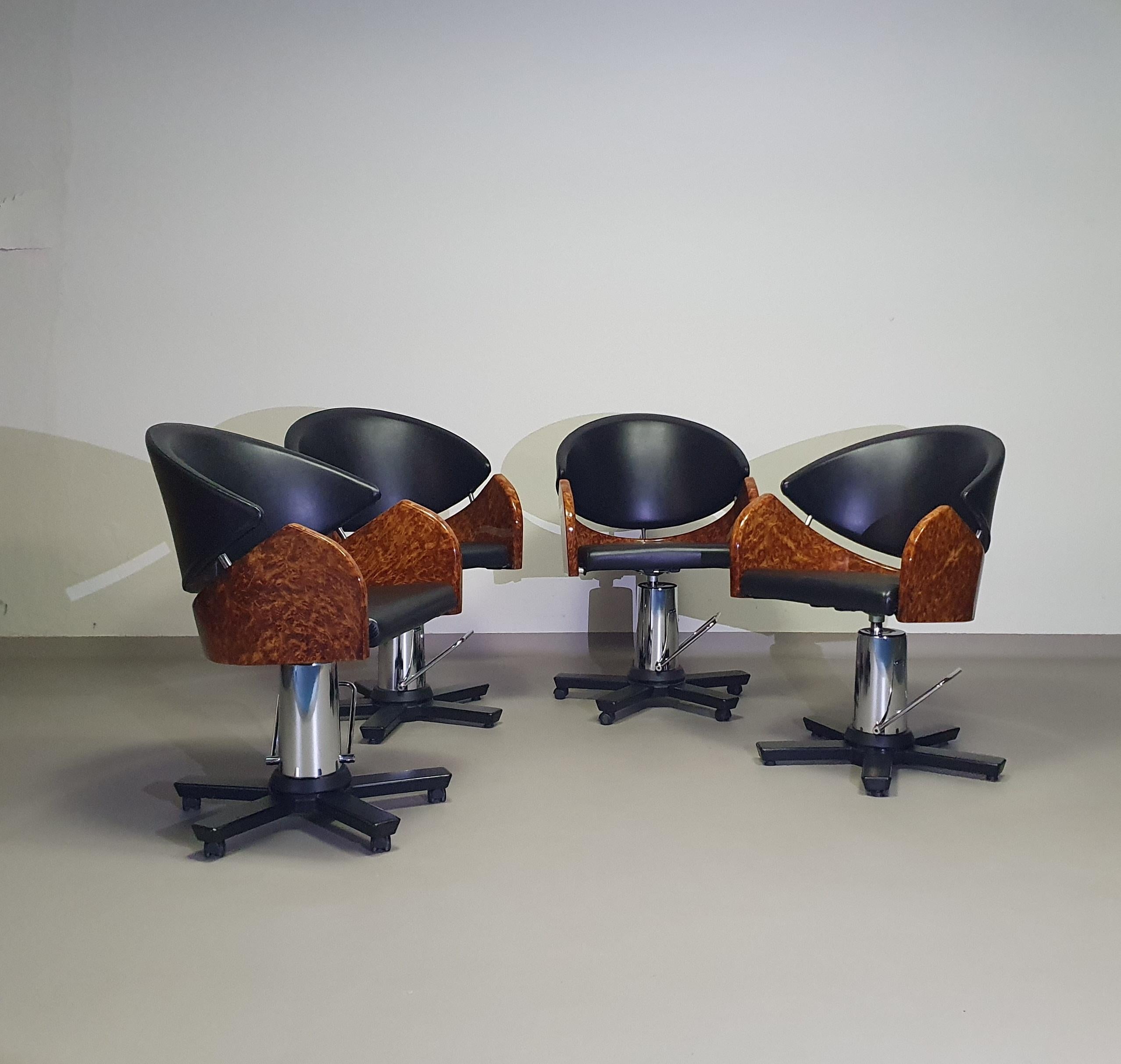 4 x '80s Italian barber chair, height adjustable For Sale 10