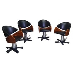 4 x Fauteuil de barbier italien des années 80, réglable en hauteur