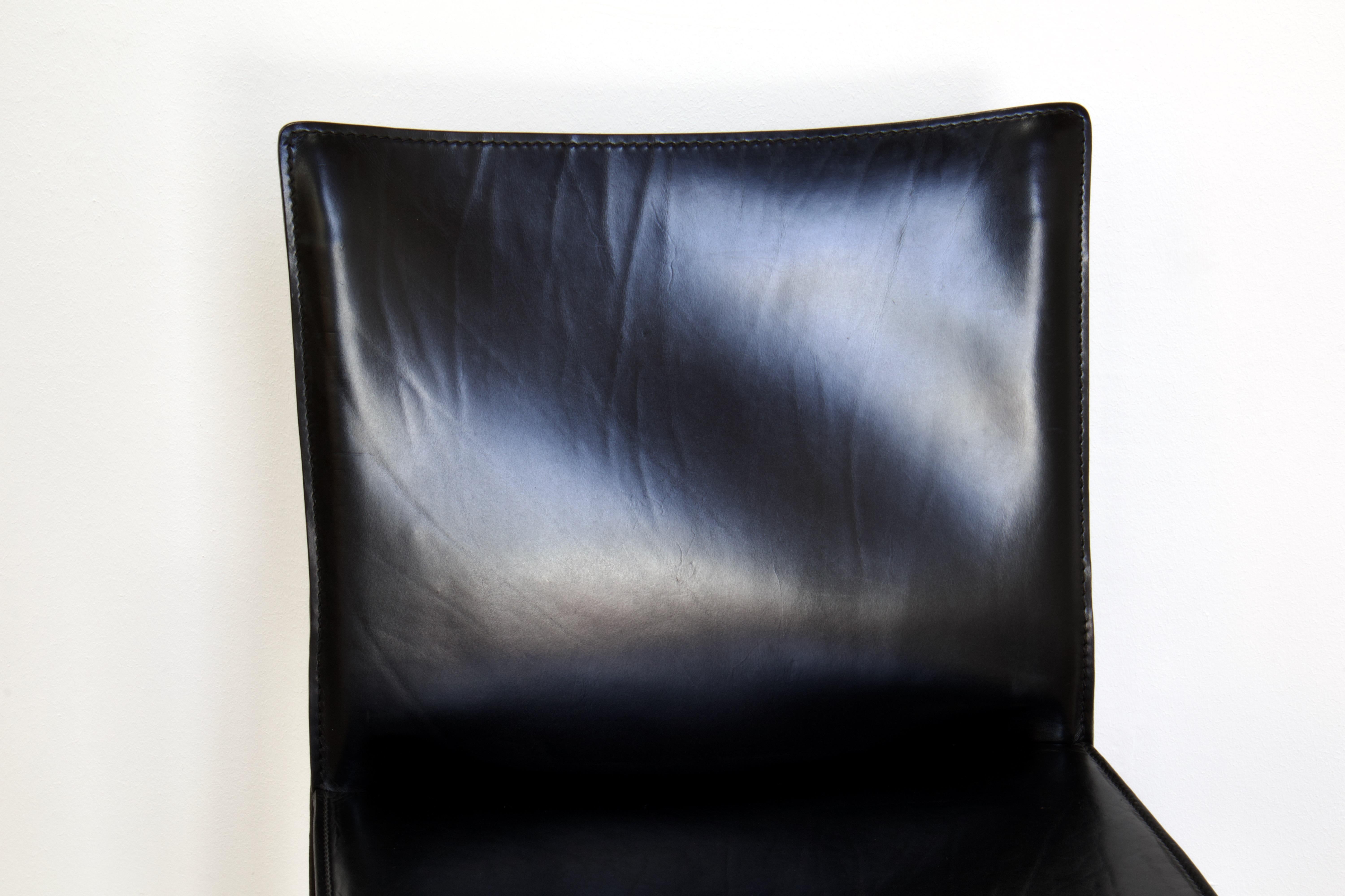4 x CAB 413 Armchairs & 6 x CAB 412 chairs in Black Leather for Cassina, Italy For Sale 10