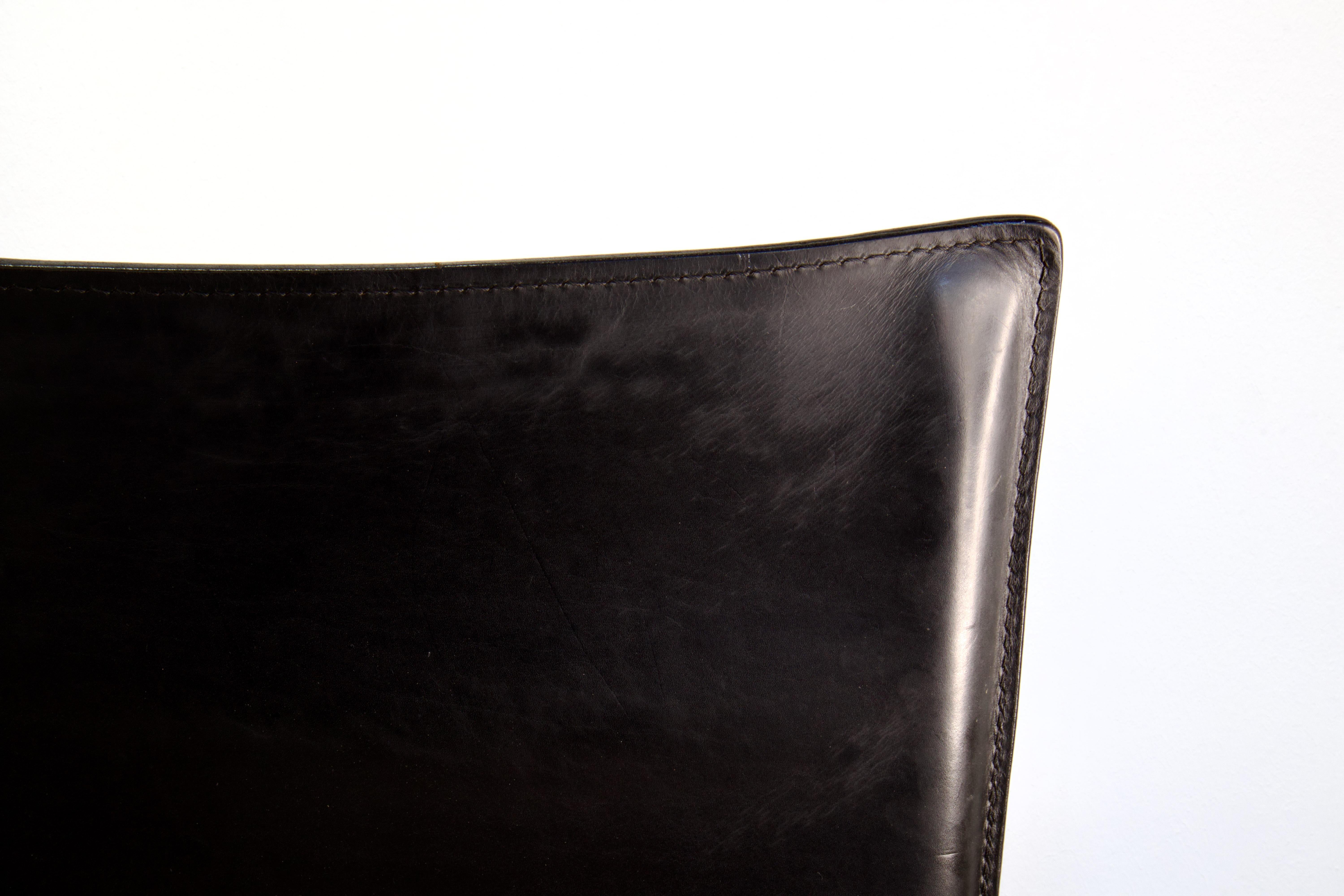 4 x CAB 413 Armchairs & 6 x CAB 412 chairs in Black Leather for Cassina, Italy For Sale 14