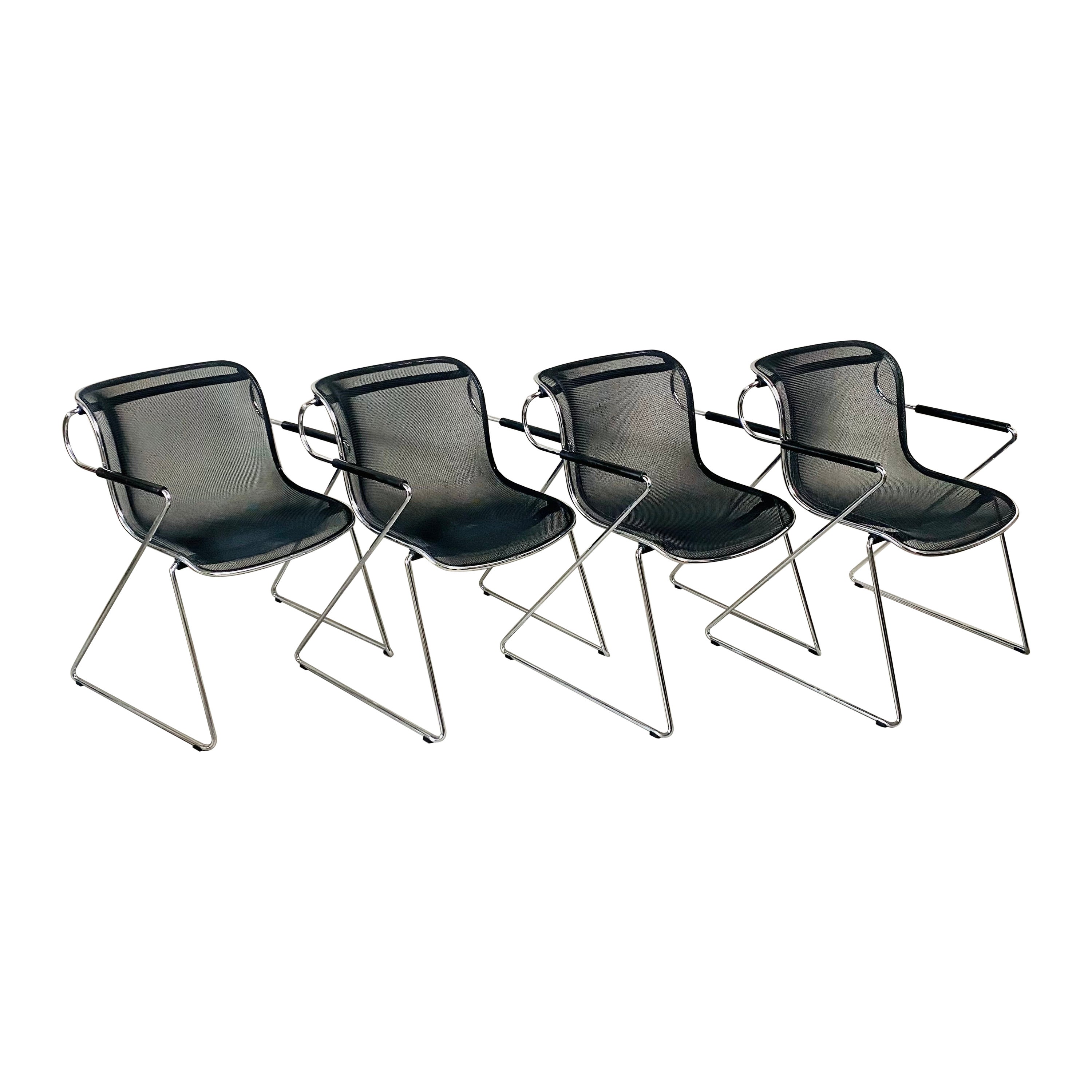 4 x Sillas de comedor Castelli "PENELOPE" De Charles Pollock Italia 1980