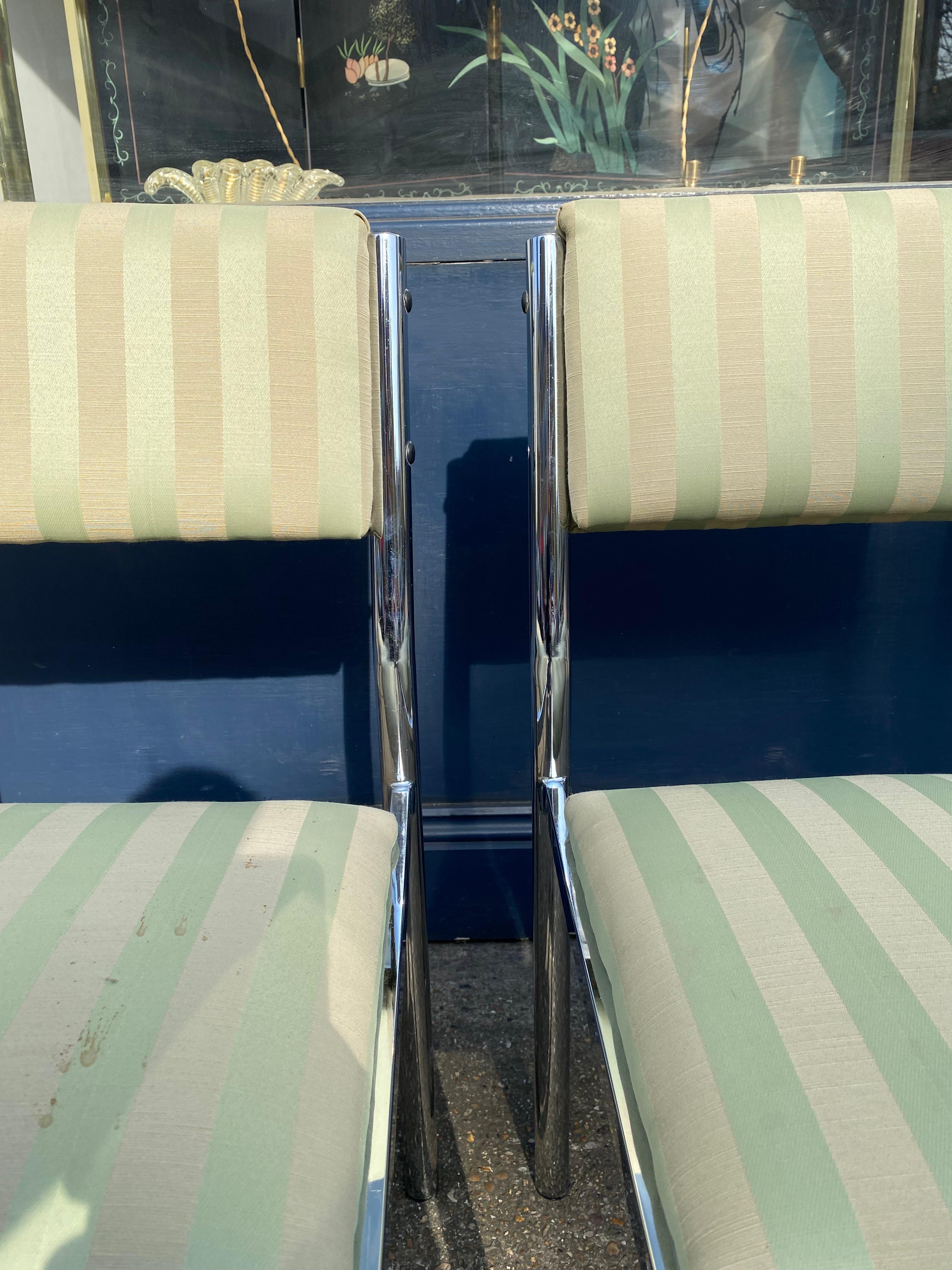 4 x Chrom-Esszimmerstühle 1970er Hollywood Regency Modernistischer Vintage-Tisch Italienisch im Angebot 8