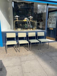 4 x Chrome Dining Chairs 1970s Hollywood Regency Modernist Vintage Table Italian