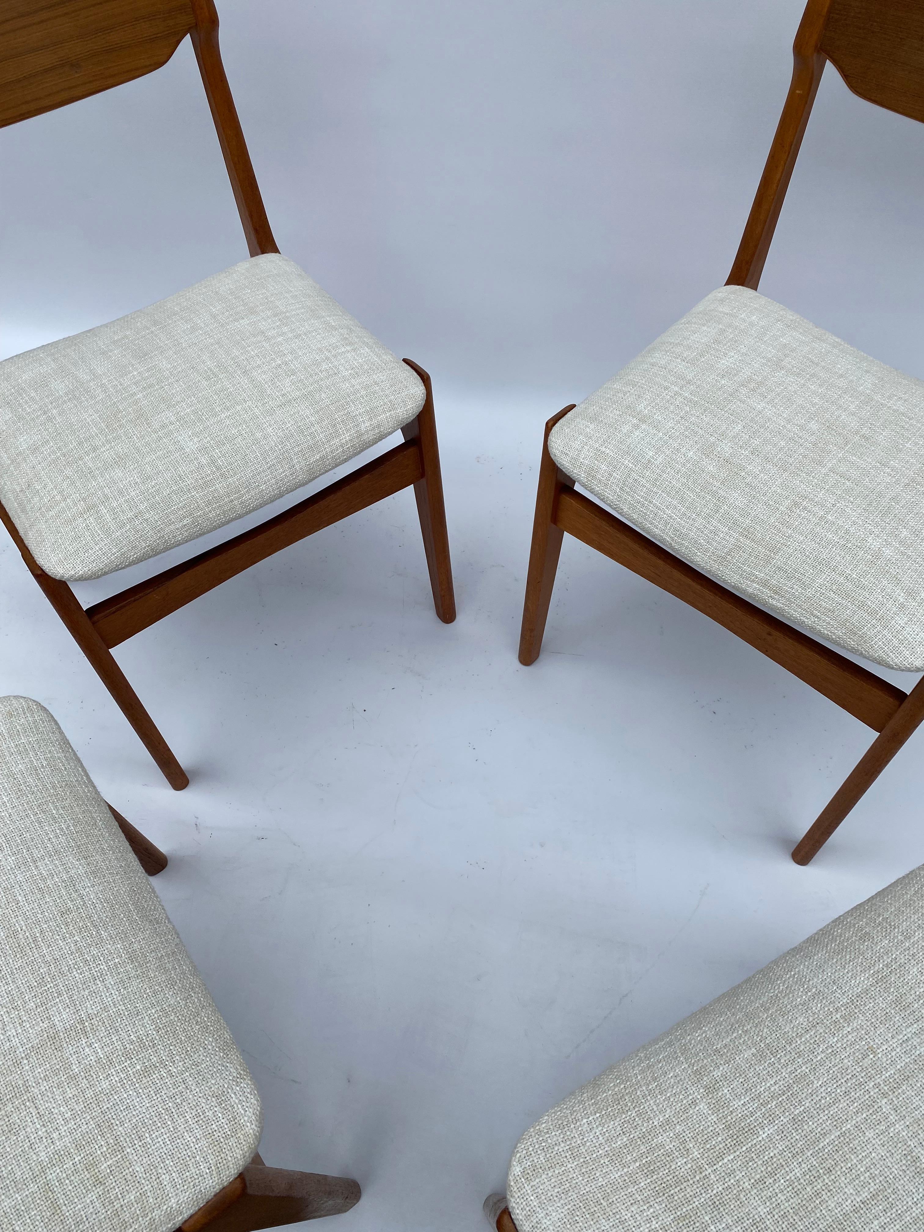 4 x Erik Buch Sedie da pranzo in teak del MidCentury Danese Scandinavo Imbottite 1960 in vendita 8
