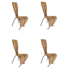 4 x Hourglass Rope Dining Chairs Tom Dixon Style Metal Frame UK 1980s Postmodern