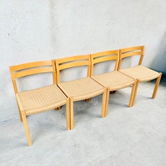 4 x J.L. Möller Papercord Dining Chairs by Niels O. Möller Denmark 1970