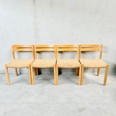 4 x J.L. Möller Papercord Dining Chairs by Niels O. Möller Denmark 1970