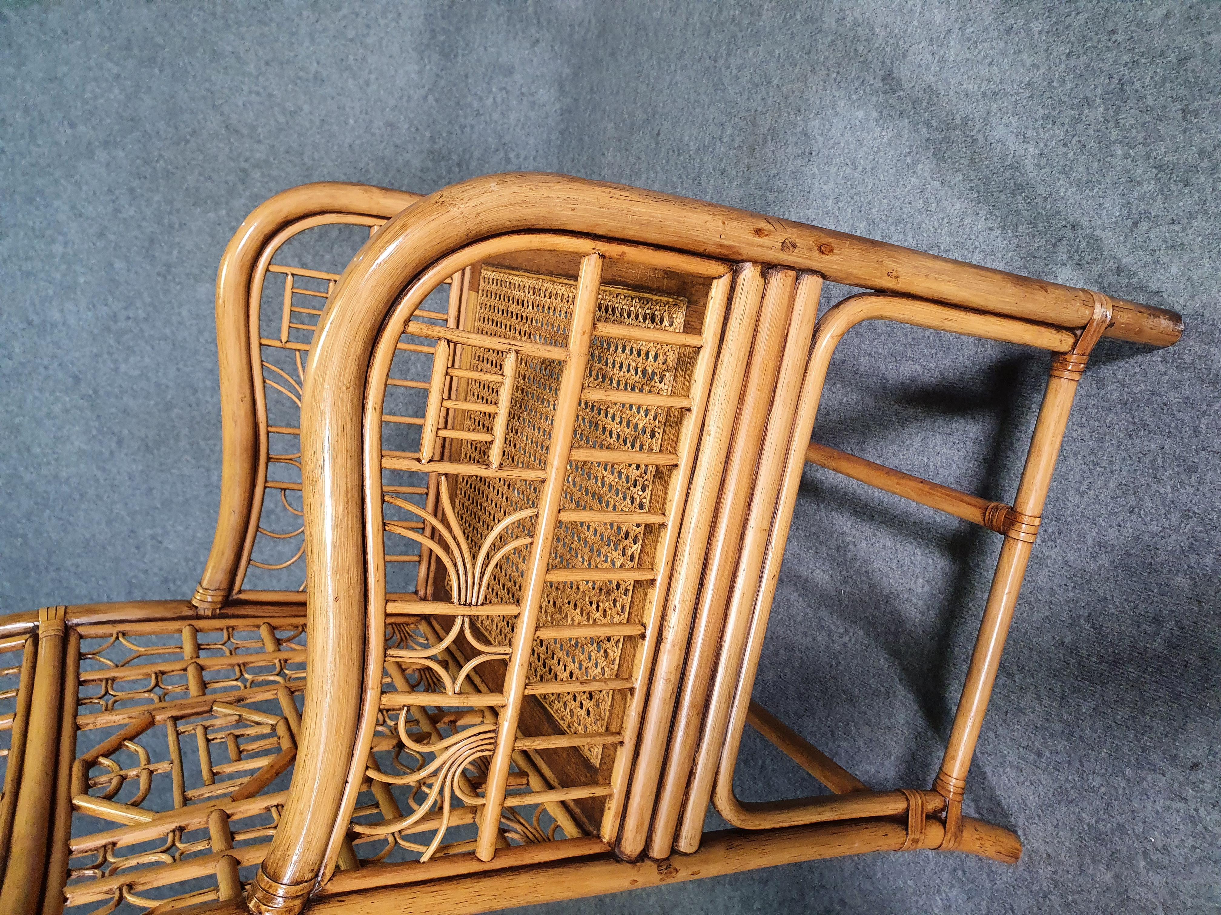 4 x Mcguire rattan chair marked Chinois / Chinoiserie Chique bamboo For Sale 3