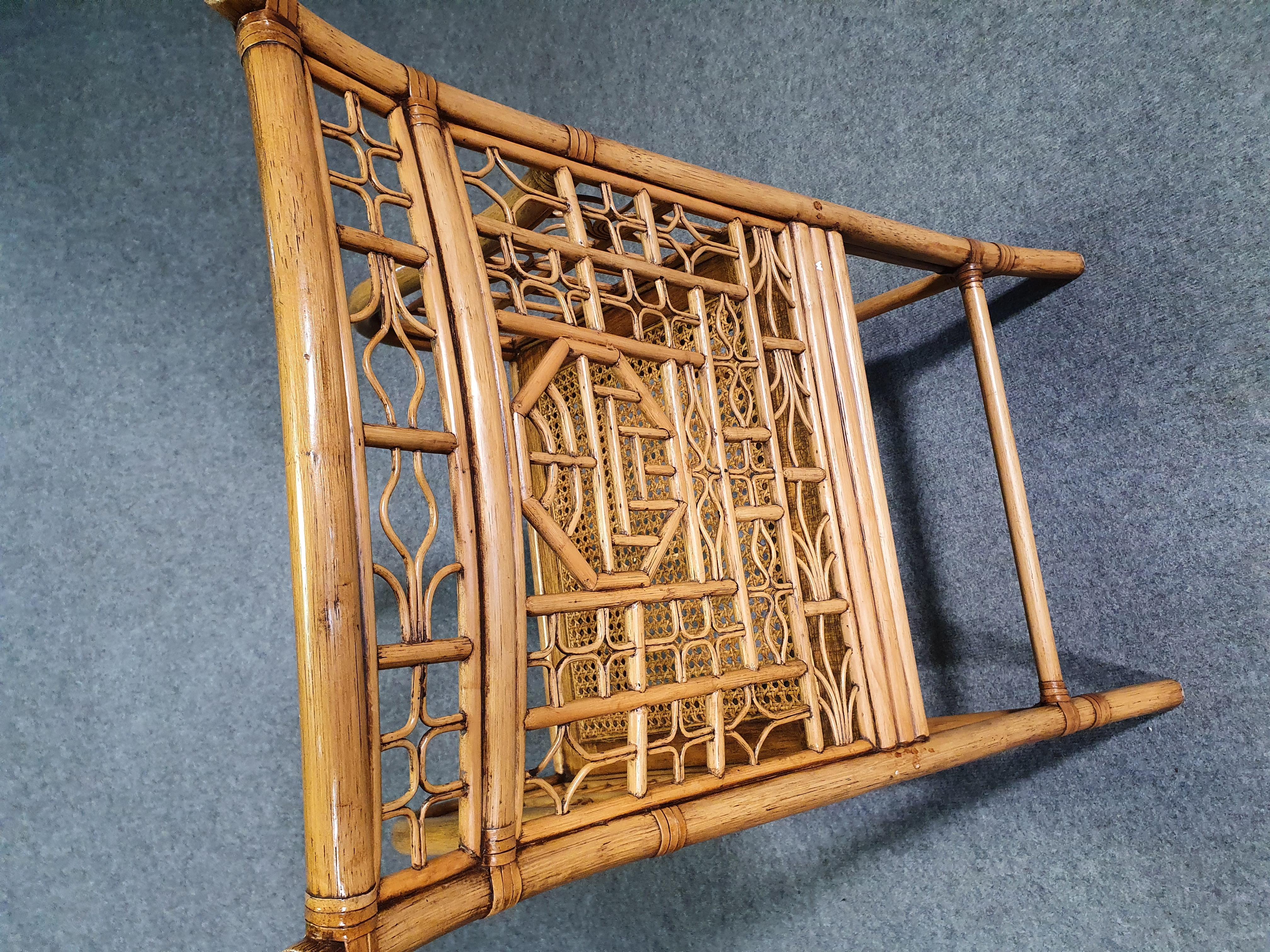 4 x Mcguire rattan chair marked Chinois / Chinoiserie Chique bamboo For Sale 5
