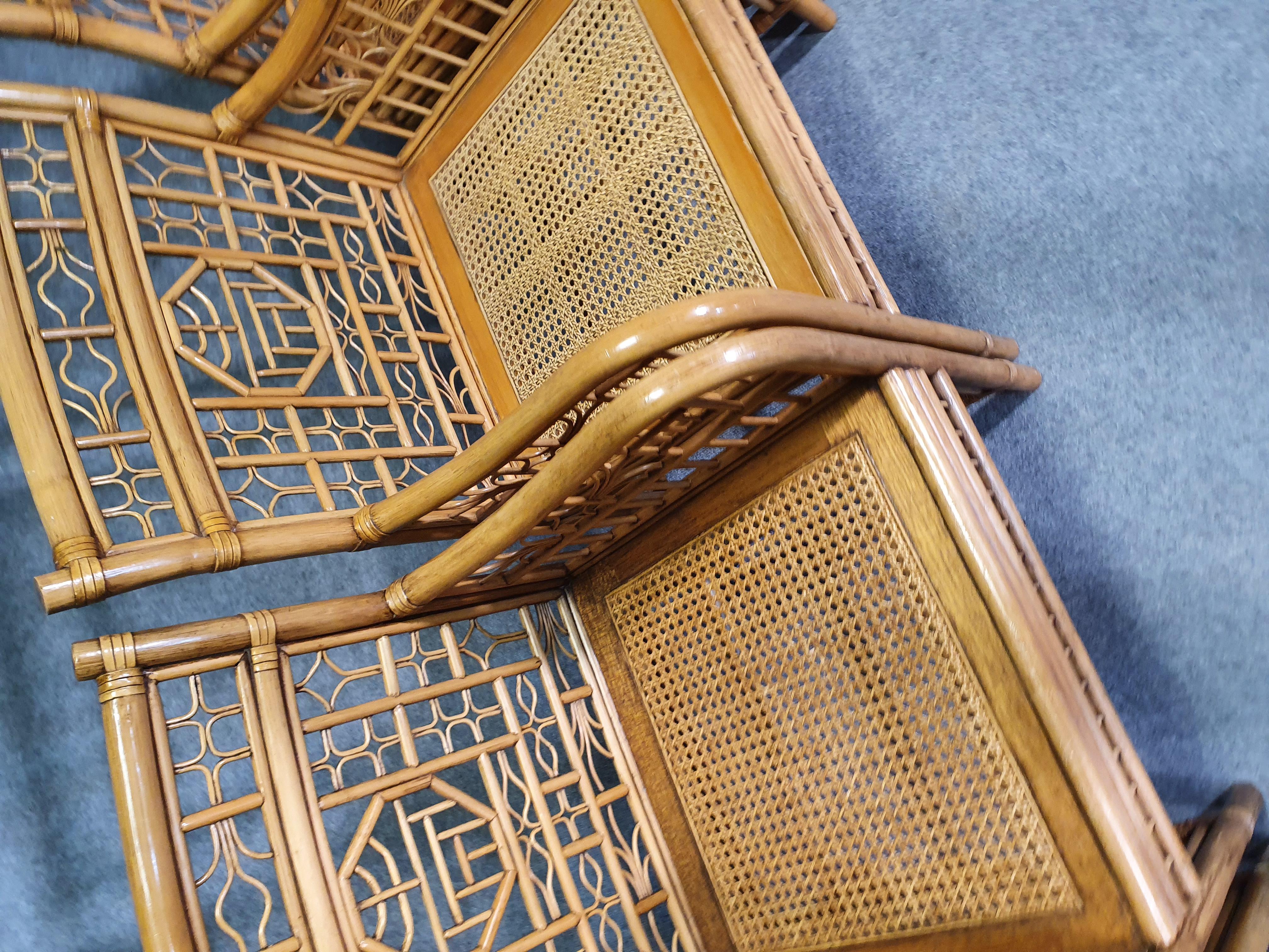 4 x Mcguire rattan chair marked Chinois / Chinoiserie Chique bamboo In Good Condition For Sale In WEERT, NL