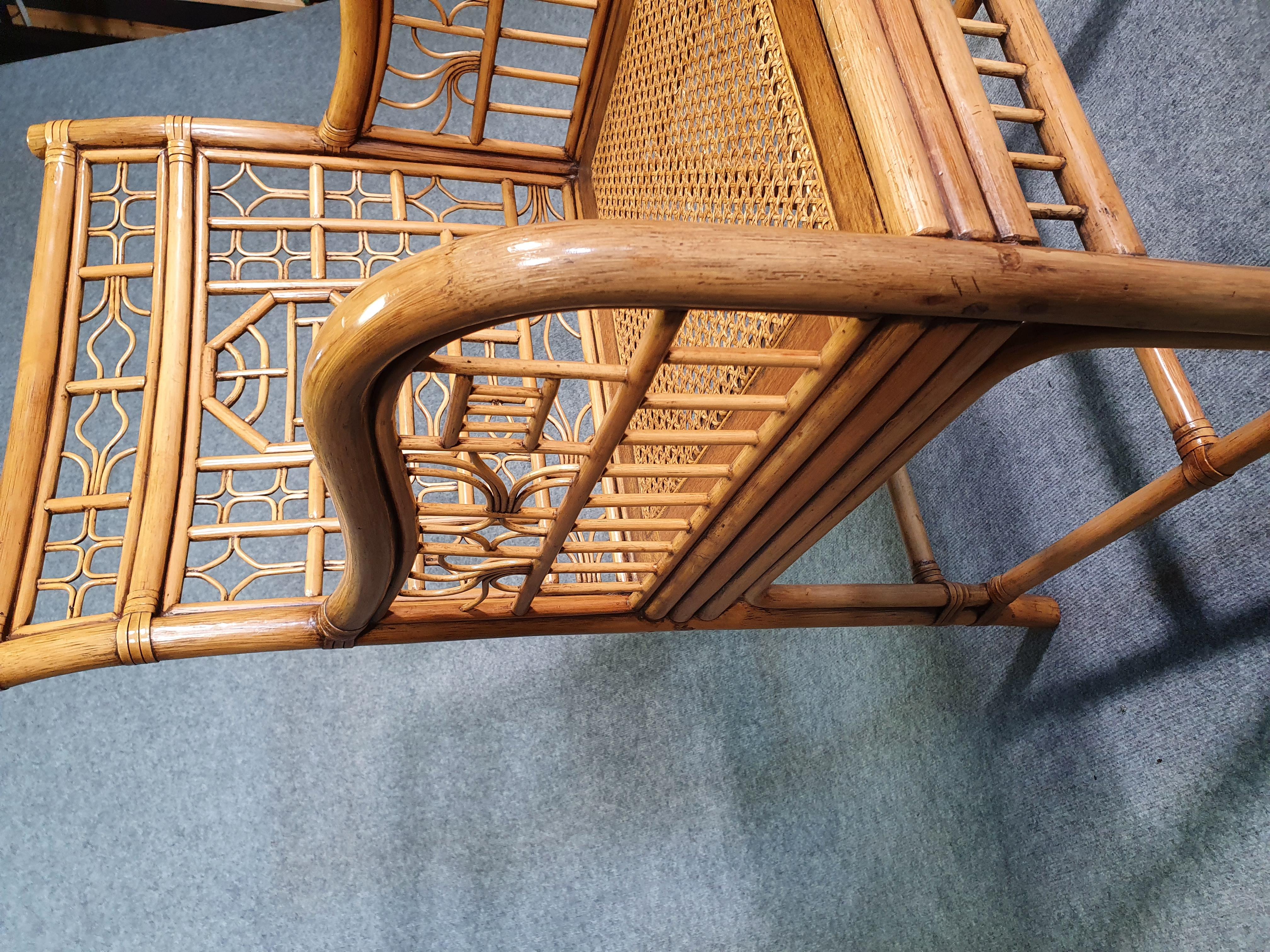4 x Mcguire rattan chair marked Chinois / Chinoiserie Chique bamboo For Sale 1