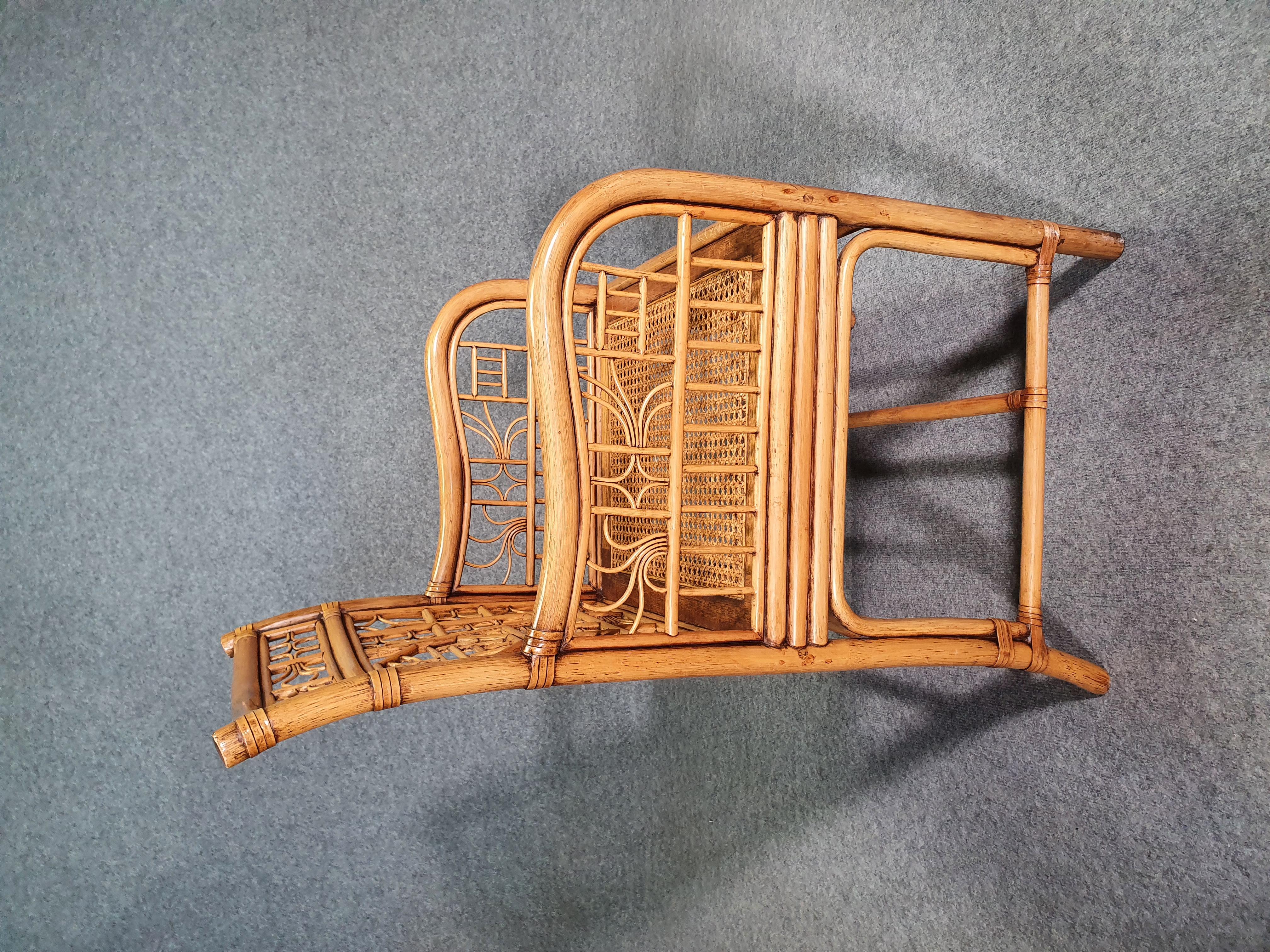 4 x Mcguire rattan chair marked Chinois / Chinoiserie Chique bamboo For Sale 2