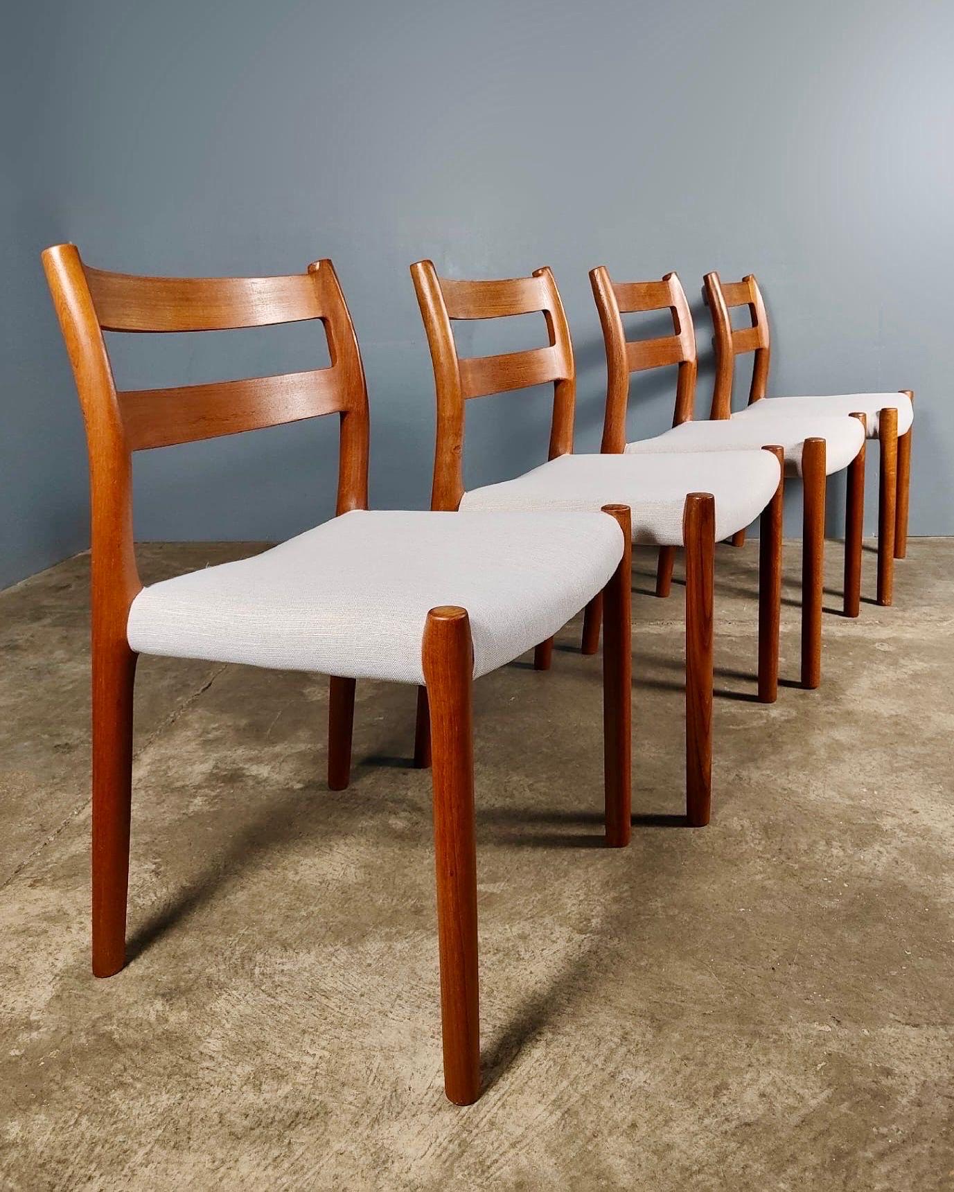 New Stock ✅

4 x Model 84 Teak Dining Chairs Niels Otto Møller J.L Møllers Møbelfabrik Mid Century Vintage Retro MCM

A set of four Scandinavian model 84 dining chairs designed by Niels Otto Møller, one of the most influential furniture craftsmen of