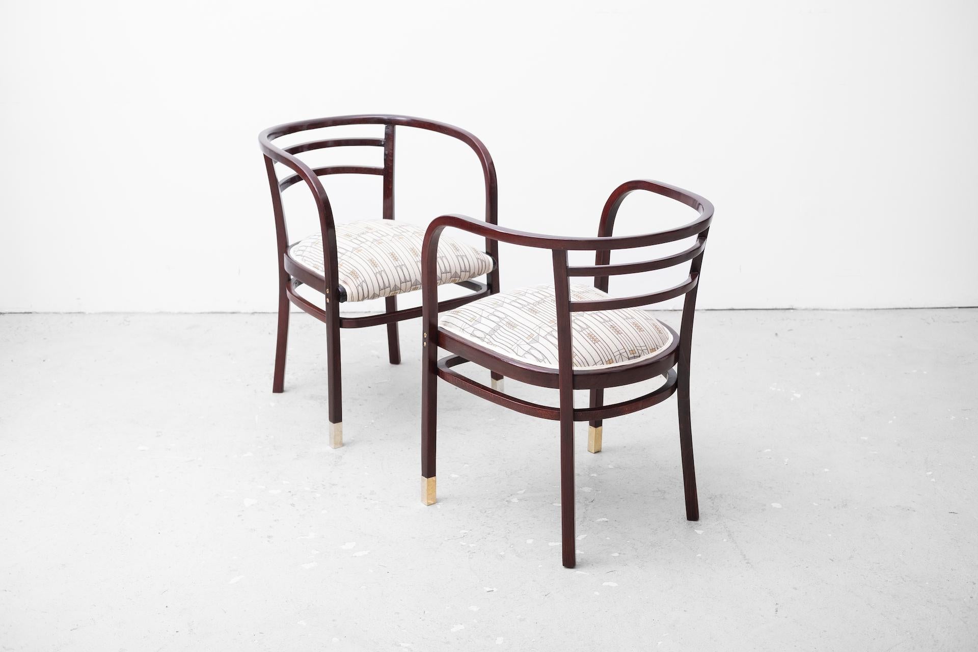 Brass 4 x original secessionistic Armchair, Otto Wagner for Thonet (