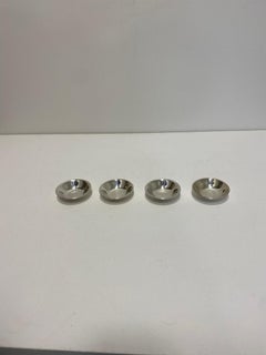 4 x Petits bols en métal argenté 1980 Caviar Sel et Poivre Sauce Art Deco Dining