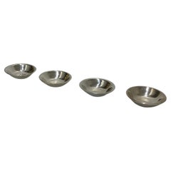 4 x Cuencos Pequeños Plateados 1980 Caviar Sal y Pimienta Salsa Art Decó Comedor