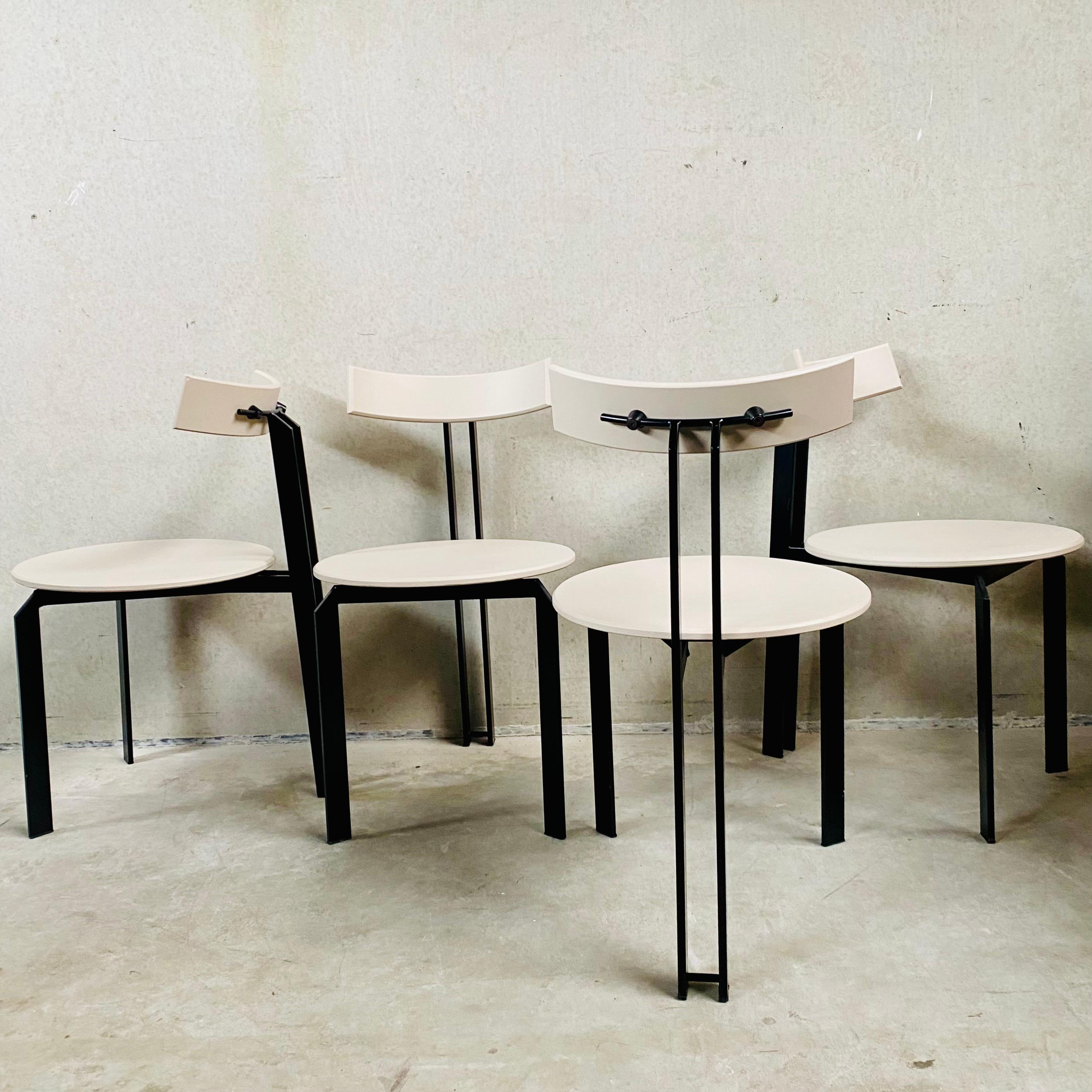 4 x Brutalist ZETA Dining Chairs by Martin Haksteen for Harvink, Netherlands  For Sale 5