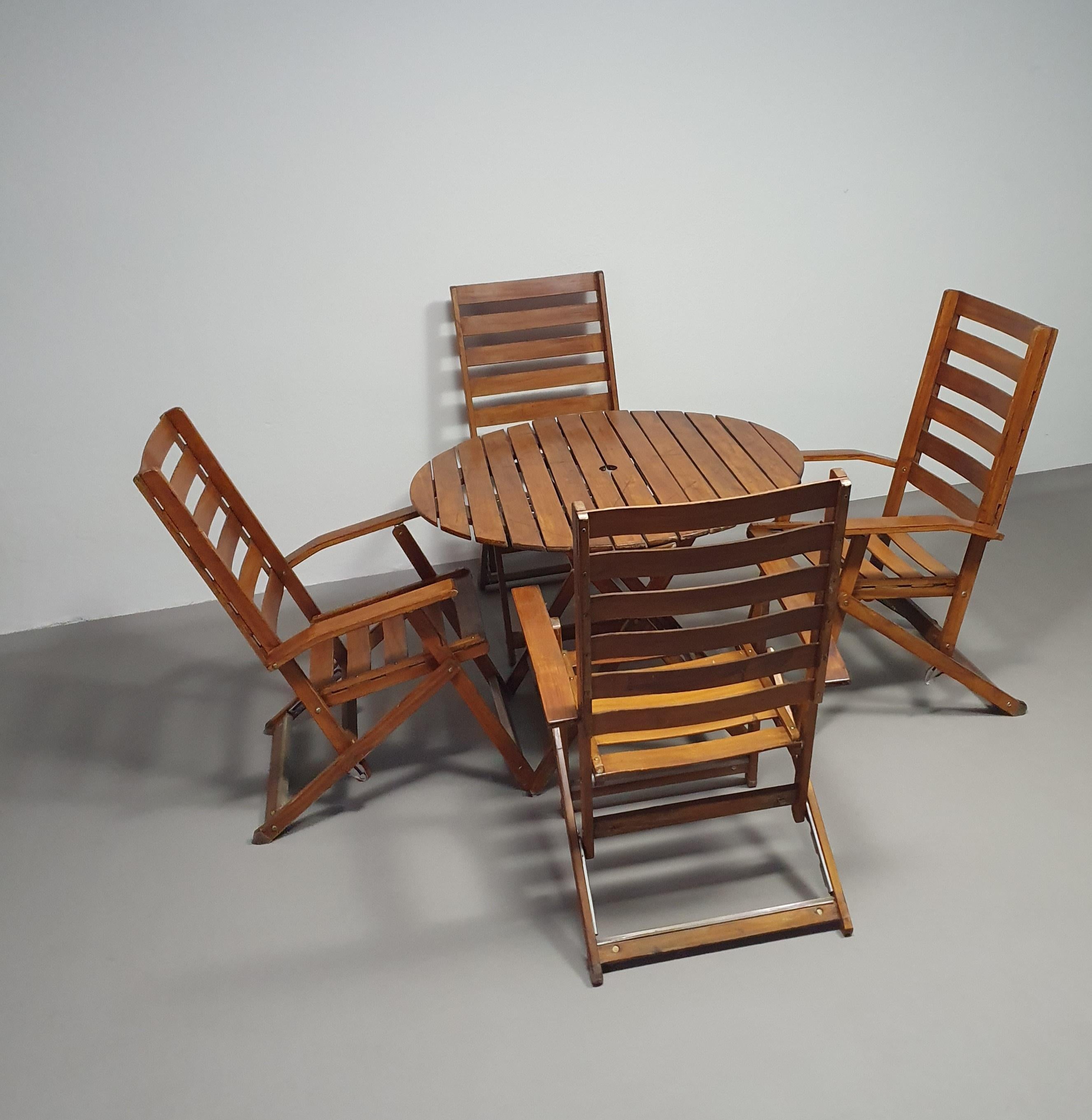 4 fauteuils/tables inclinables et pliantes fabriqués par Fratelli Reguitti  en vente 9
