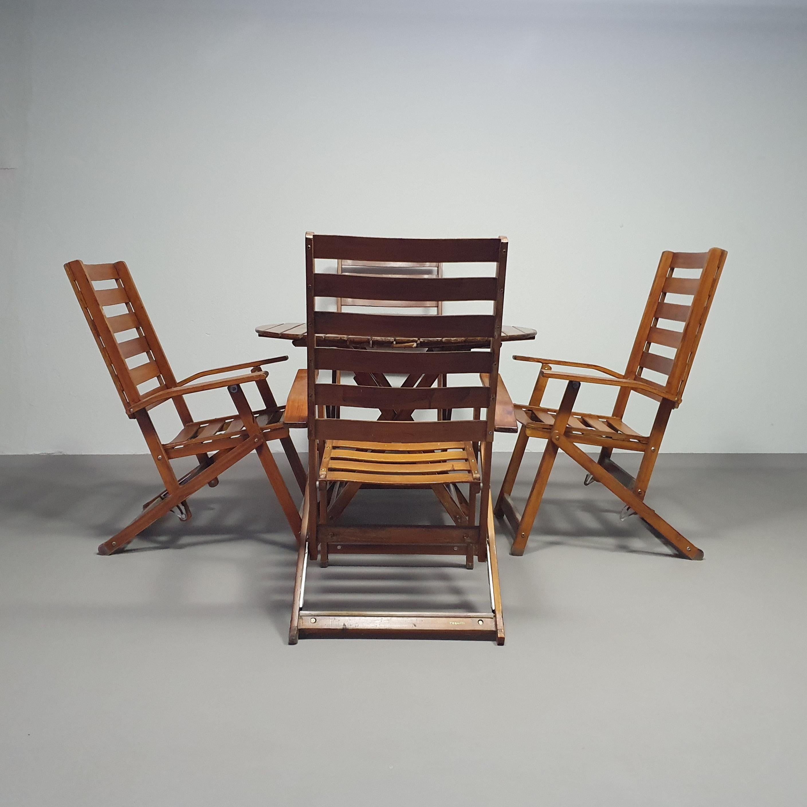 4 fauteuils/tables inclinables et pliantes fabriqués par Fratelli Reguitti  en vente 10
