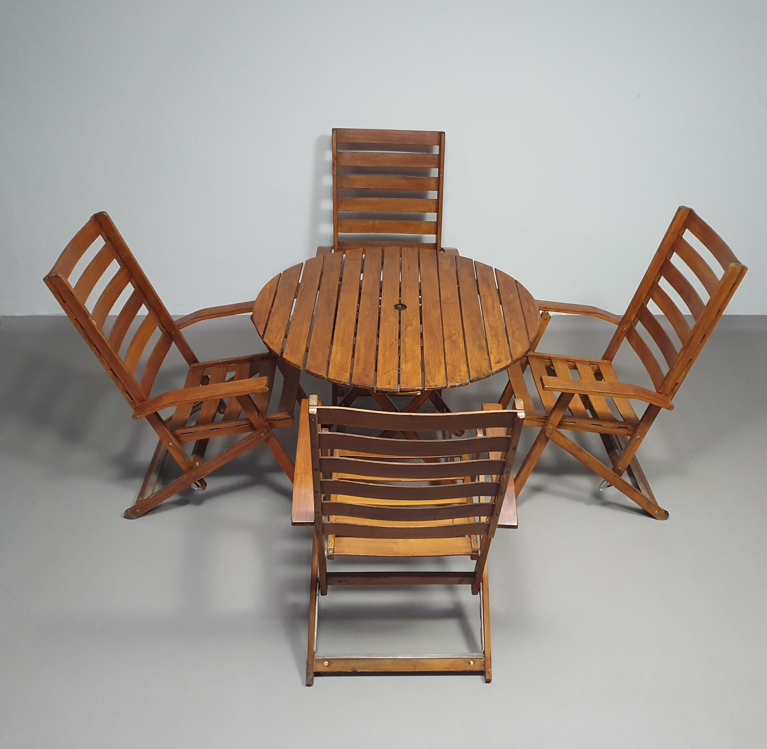 4 fauteuils/tables inclinables et pliantes fabriqués par Fratelli Reguitti  en vente 11
