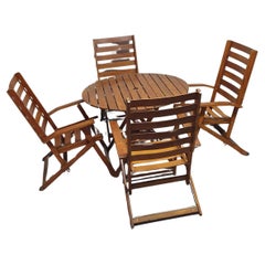 4 x Reclining and folding armchairs / table manufactured by Fratelli Reguitti