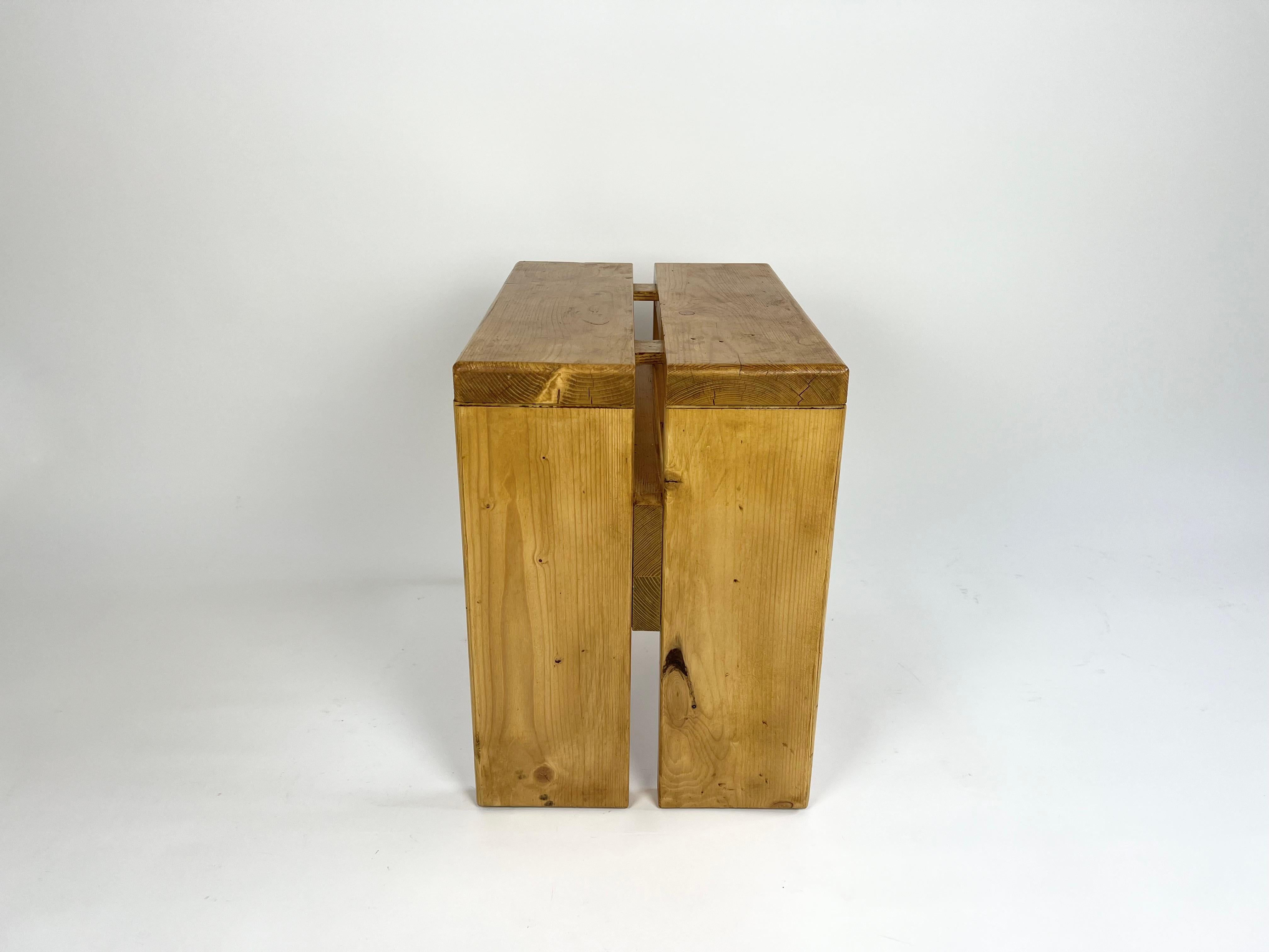 Pine 4 x Stool/Side Tables from Les Arcs. France 1970s, Charlotte Perriand