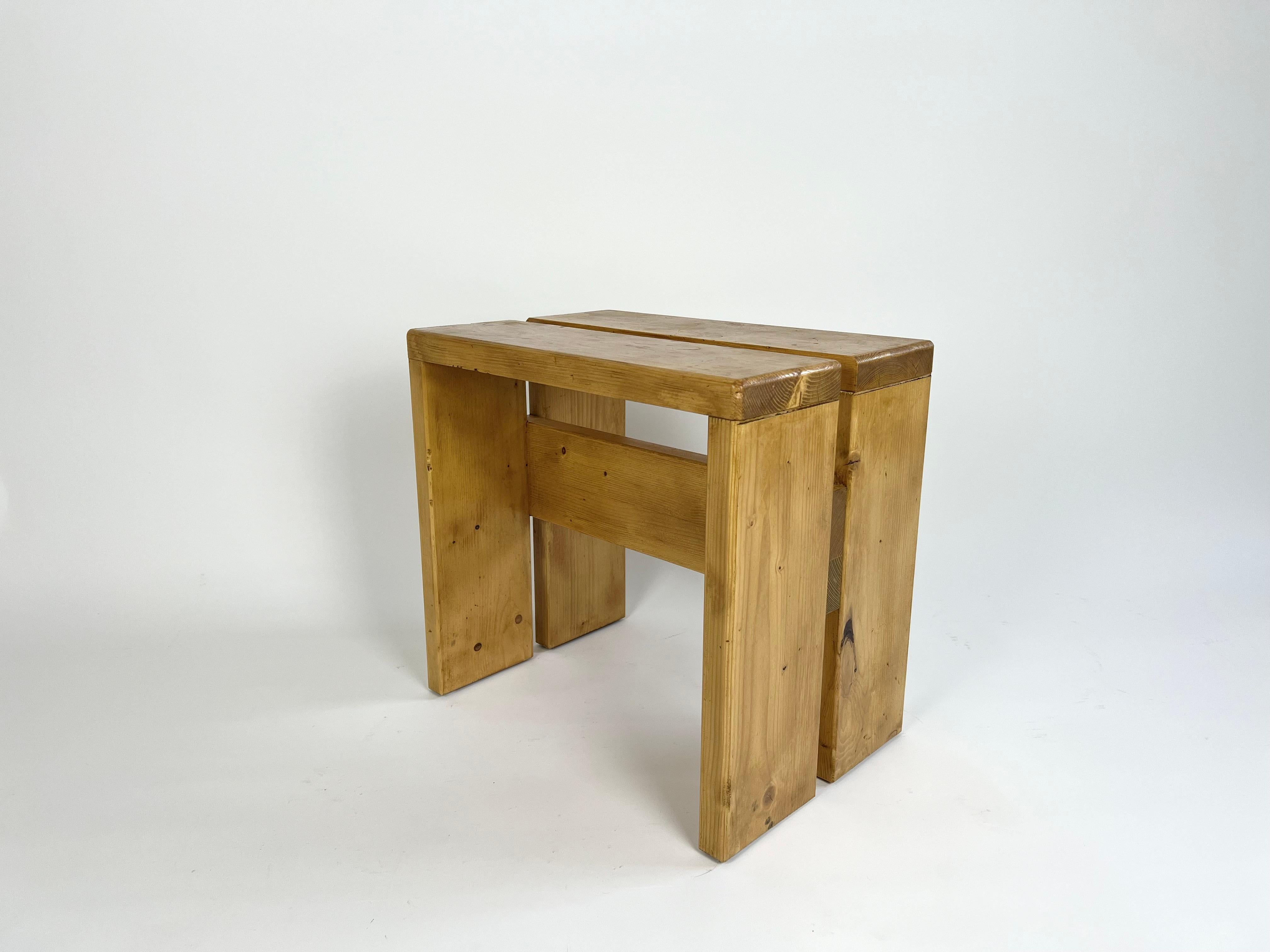 4 x Stool/Side Tables from Les Arcs. France 1970s, Charlotte Perriand 1