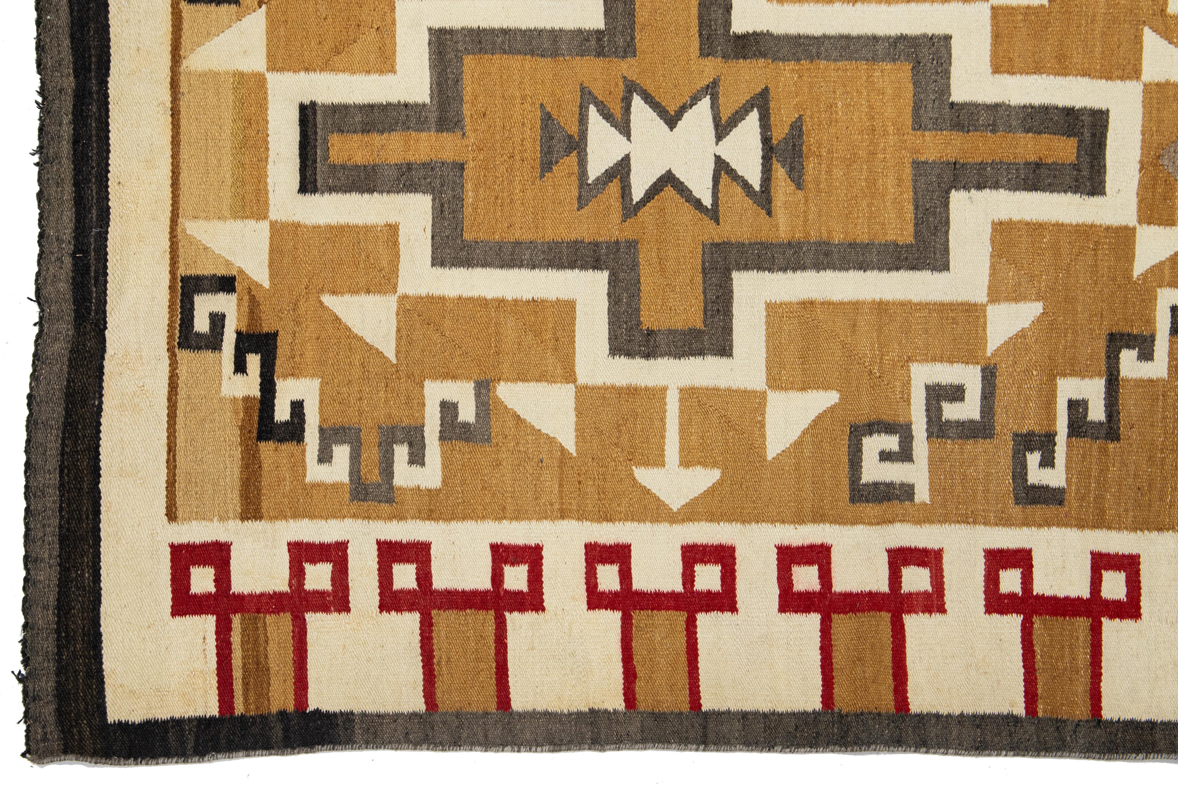 4 x7 Vintage Navajo Native American Indian Tribal Wollteppich im Angebot 3