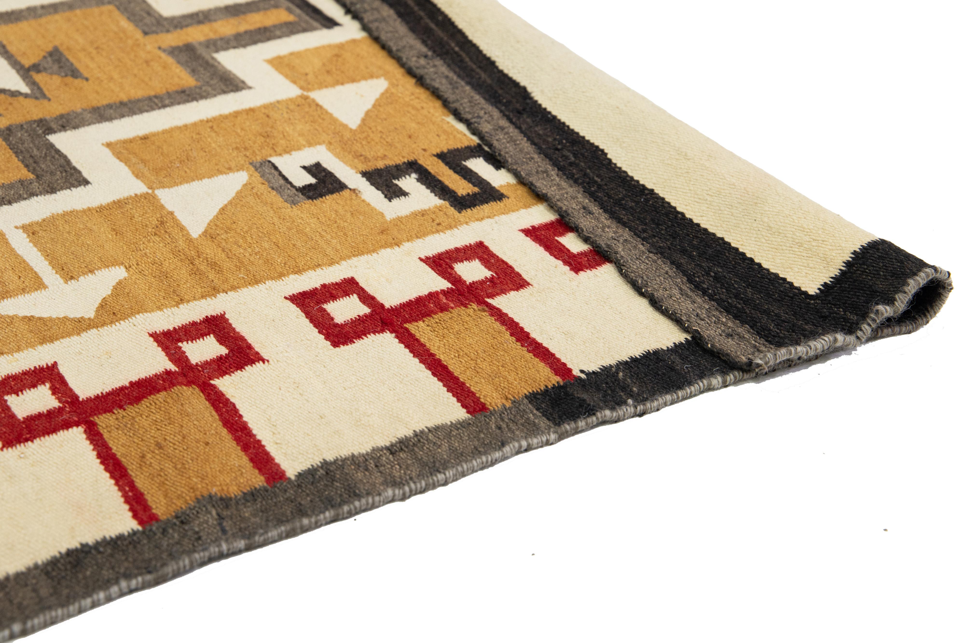 4 x7 Vintage Navajo Native American Indian Tribal Wollteppich (Wolle) im Angebot