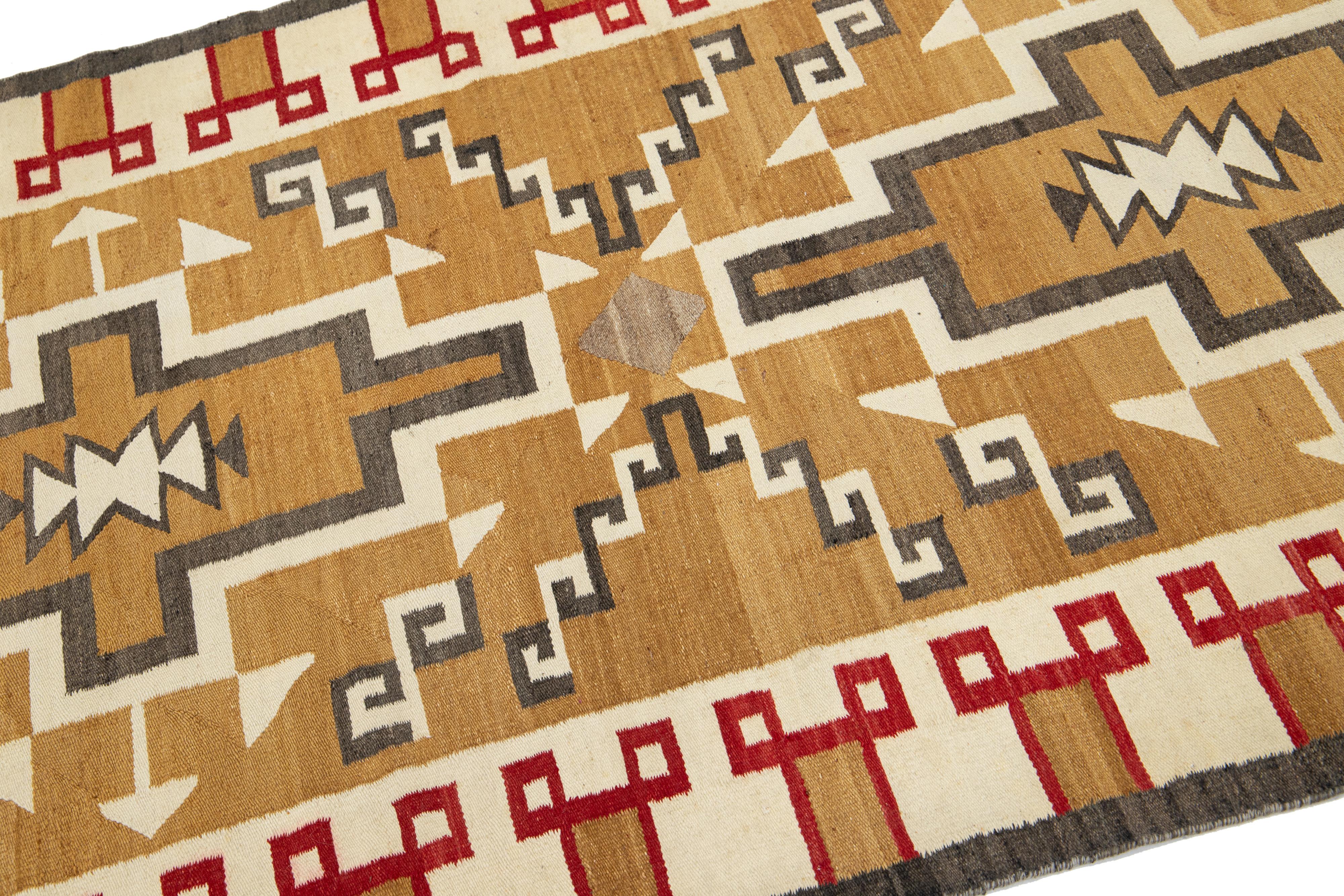 4 x7 Vintage Navajo Native American Indian Tribal Wollteppich im Angebot 1