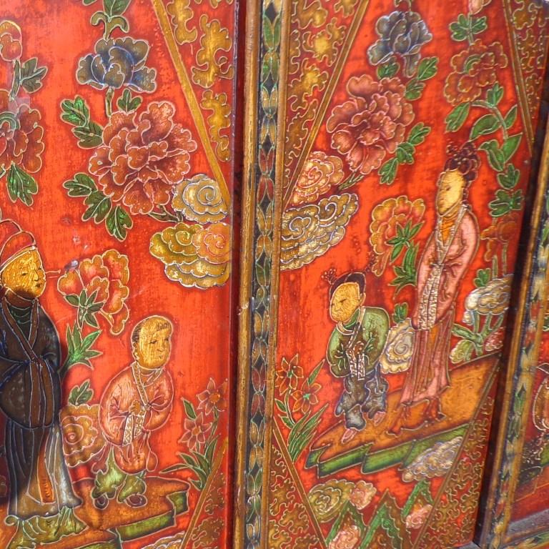 Mid-19th Century 40″ 19th Century Qing Gansu Painted Cabinet For Sale