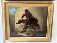 “40 Acres and a Mule” Satirical Folk Art Painting, American School,  19th C.