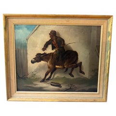 Antique “40 Acres and a Mule” Satirical Folk Art Painting, American School,  19th C.