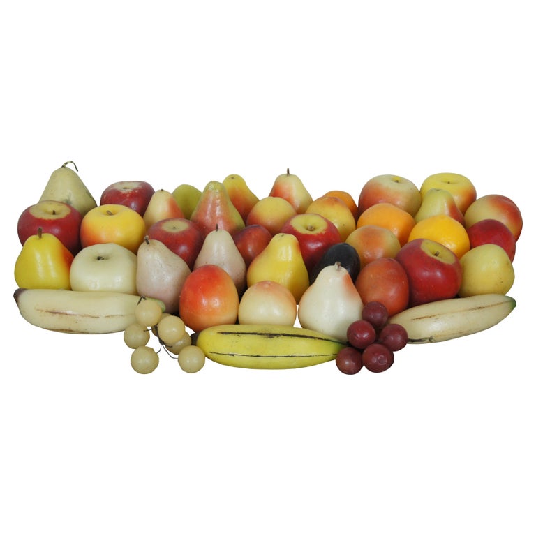 40 Antique Assorted Artificial Fake Faux Wax Fruit Centerpiece Display
