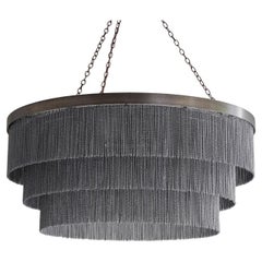Contemporary 48" Flat Nickel Chandelier with Black Chain by Tigermoth Lighting