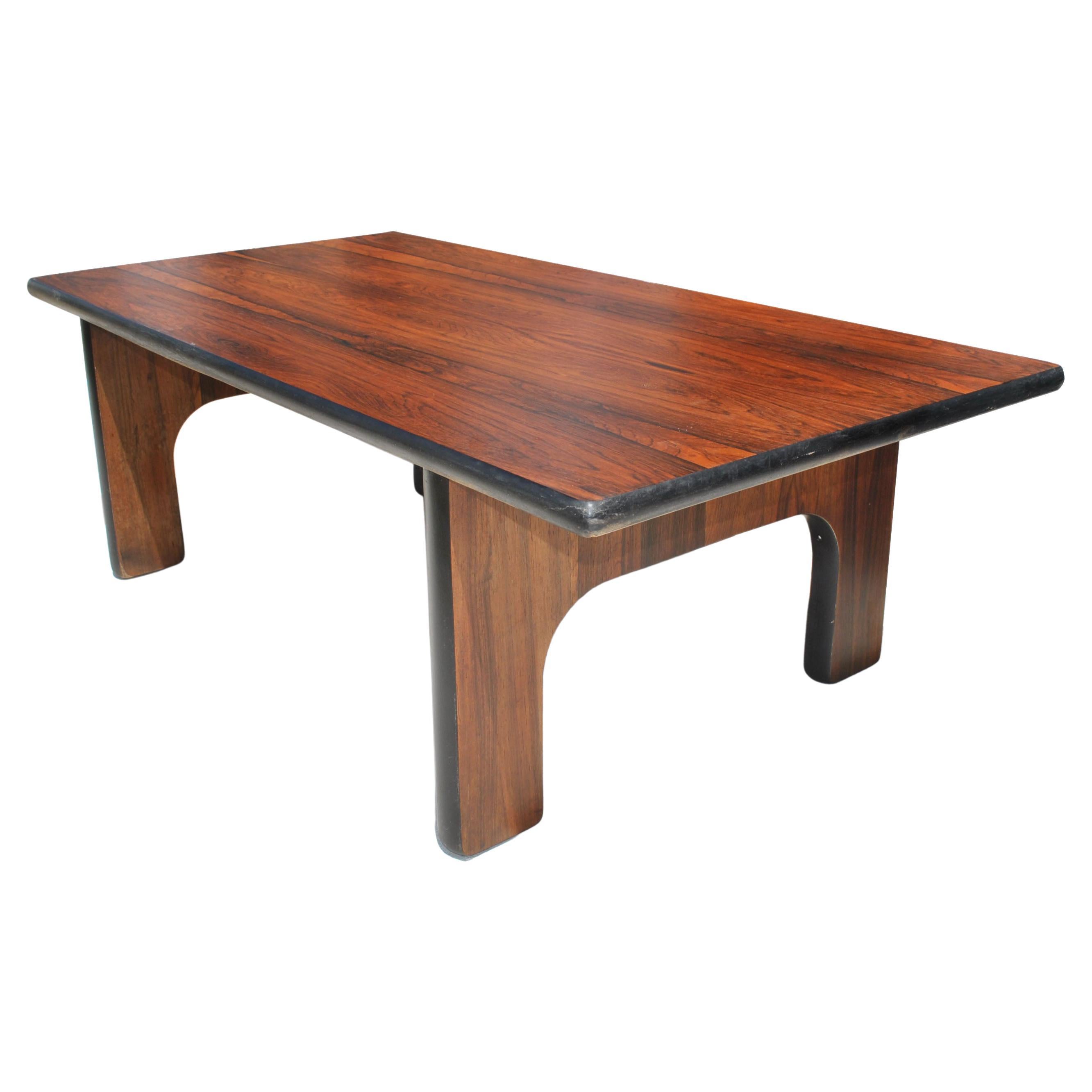 40" Veneer Brazilian Rosewood Coffee Table in the Style of Sergio Rodriques