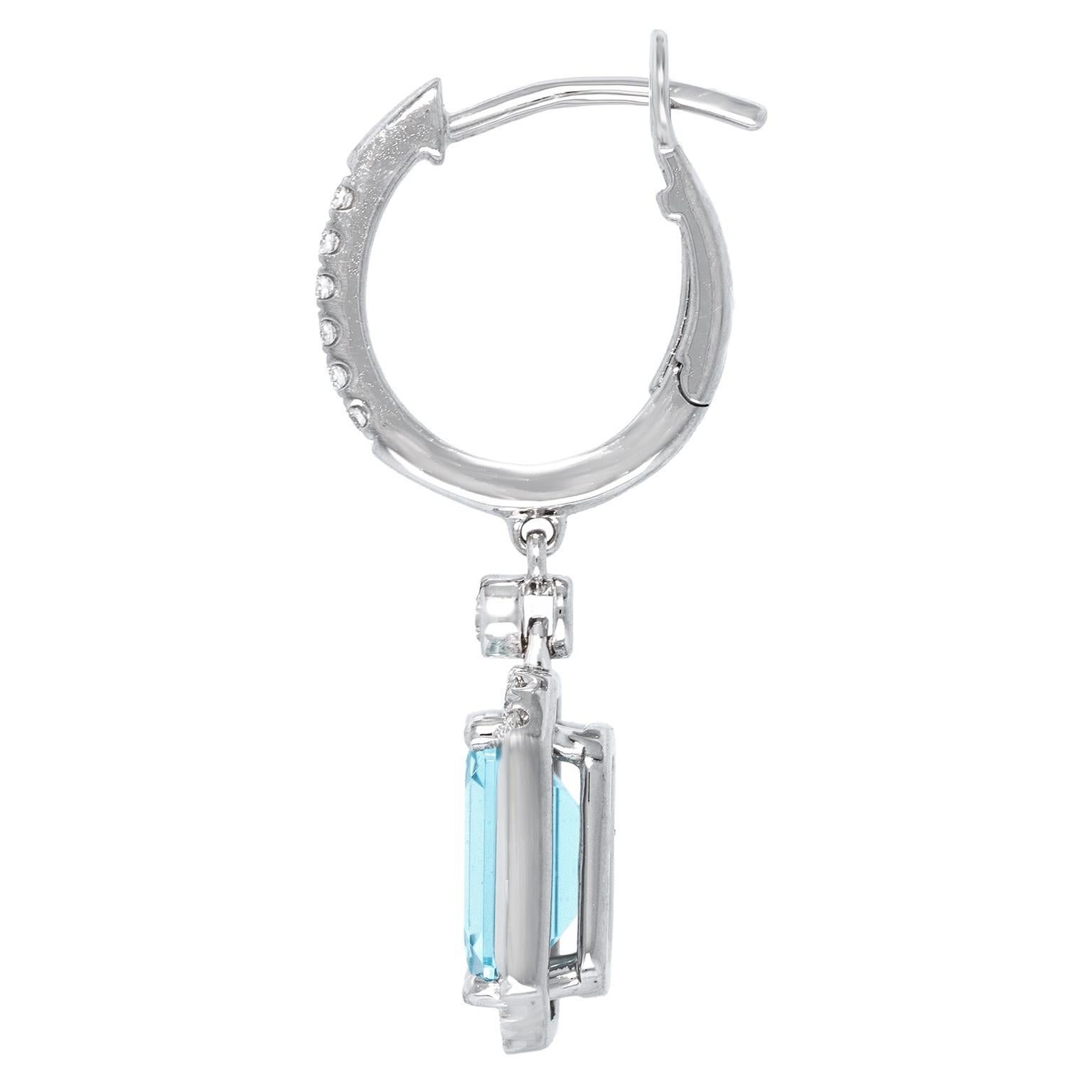 4.0-Carat Aquamarine and Diamond Drop Earrings 14k For Sale 2