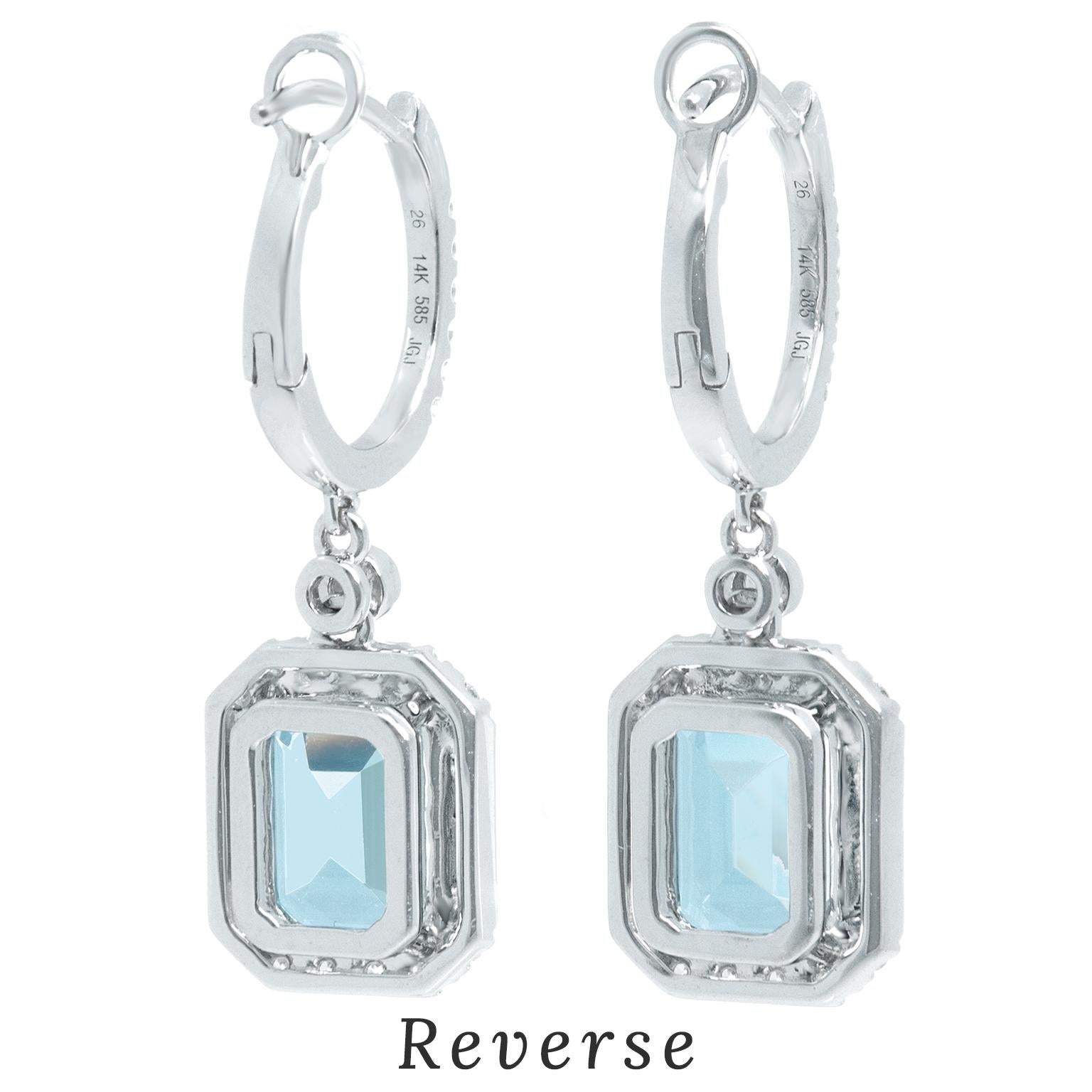 4.0-Carat Aquamarine and Diamond Drop Earrings 14k For Sale 3