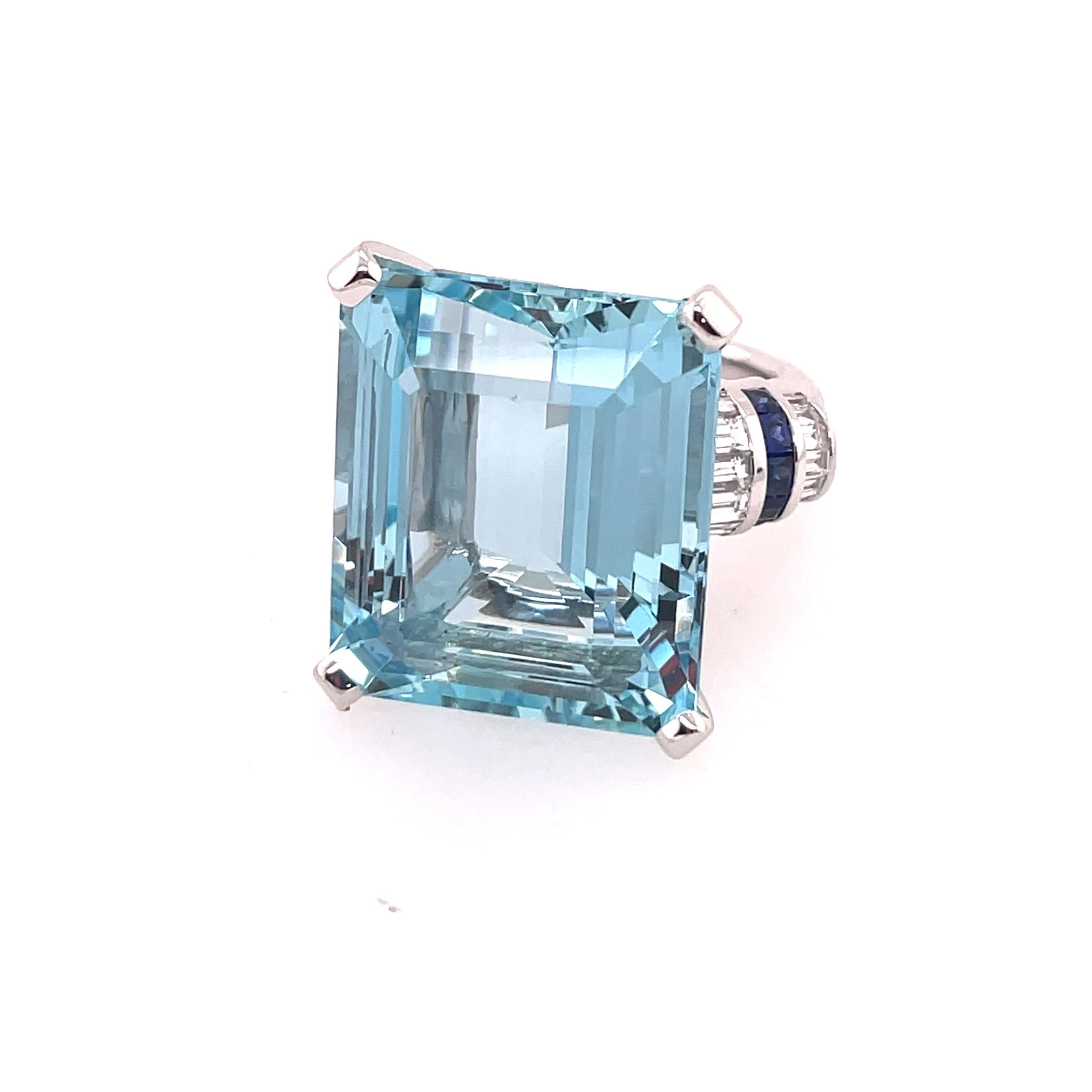 Art Deco 40+ Carat Aquamarine Ring For Sale