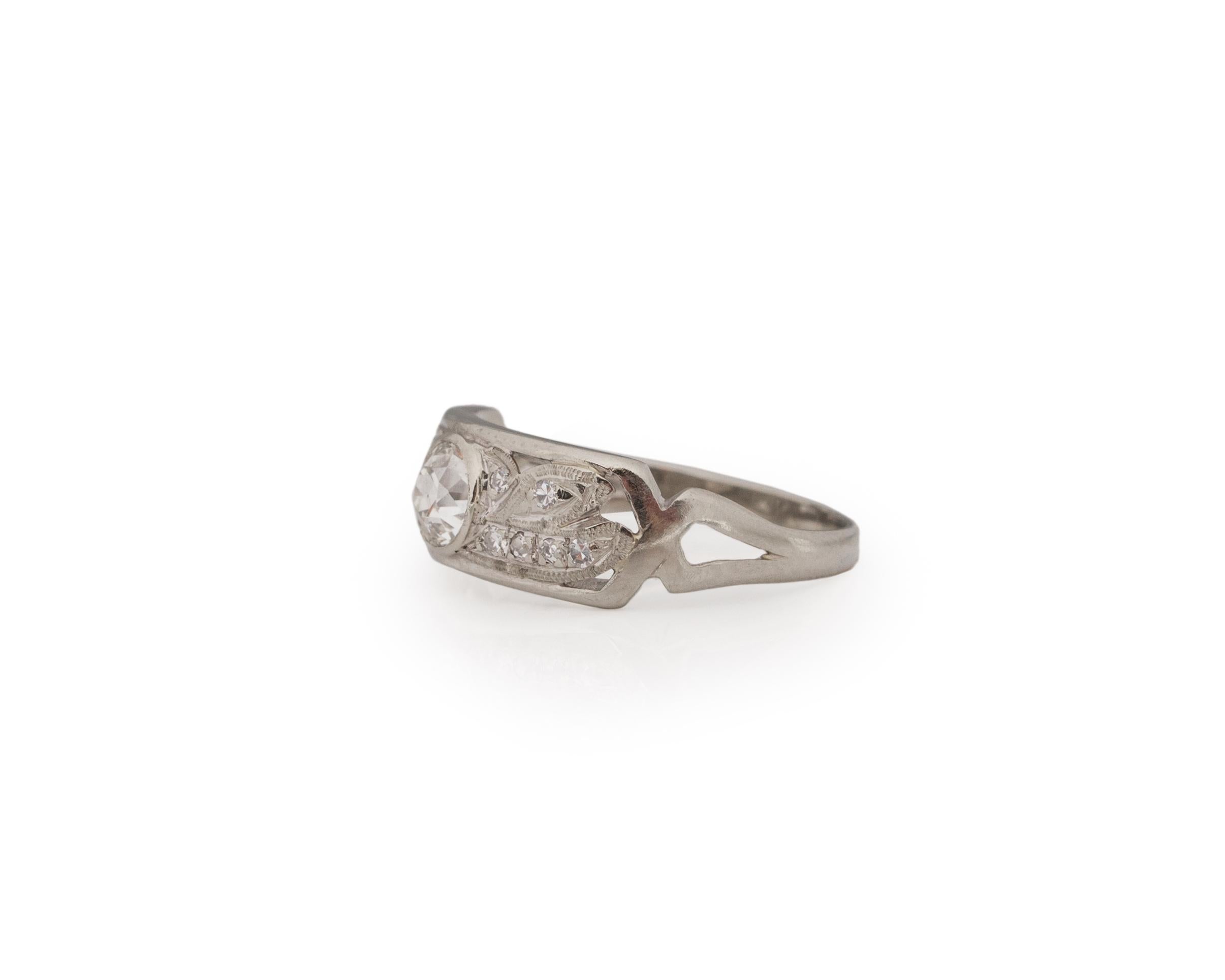 Old European Cut .40 Carat Art Deco Diamond Platinum Engagement Ring For Sale